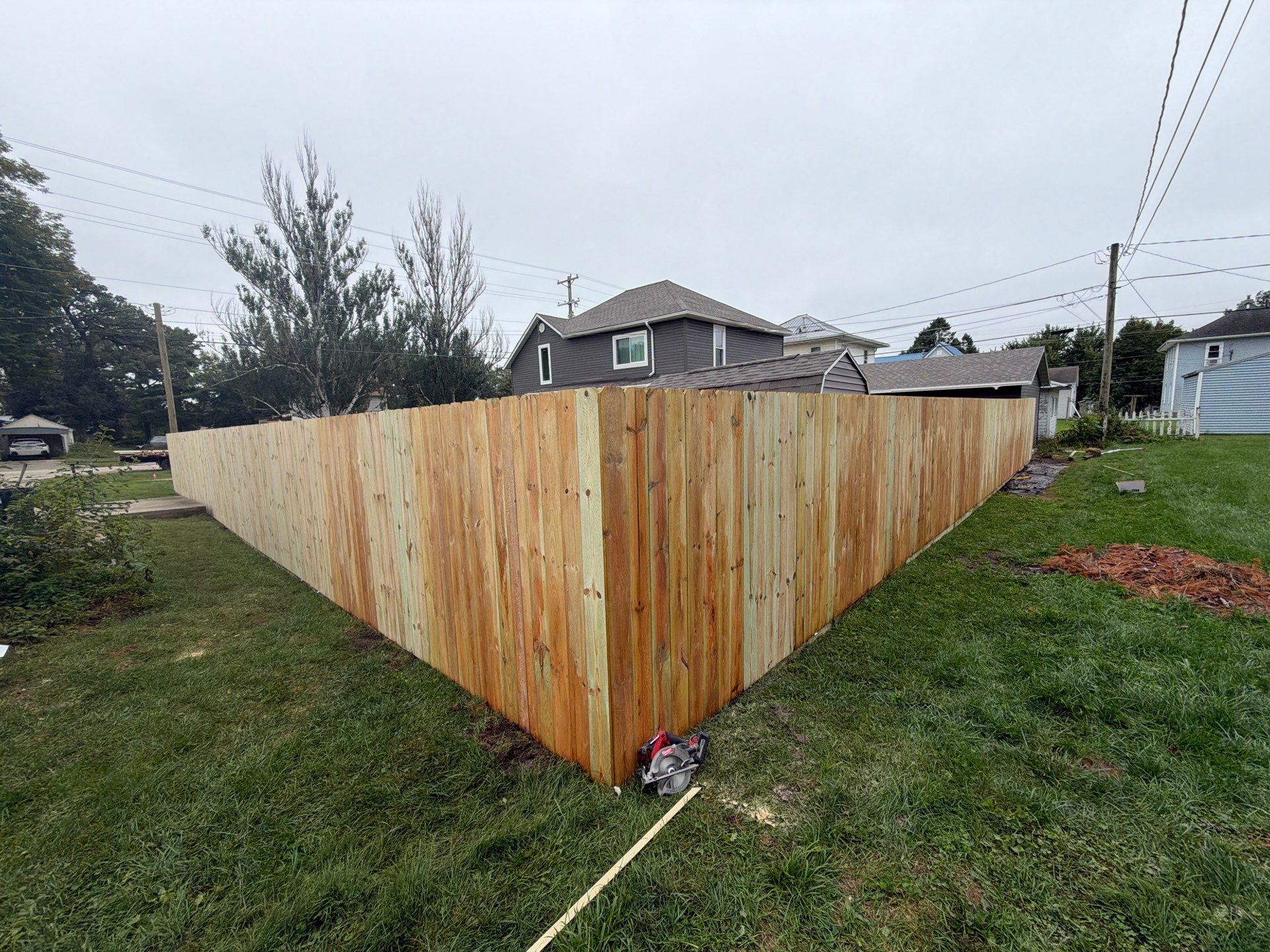 Custom Wood Privacy Fence and Black Chain Link Gate in Independence by Perfect Picket Fence and Stain