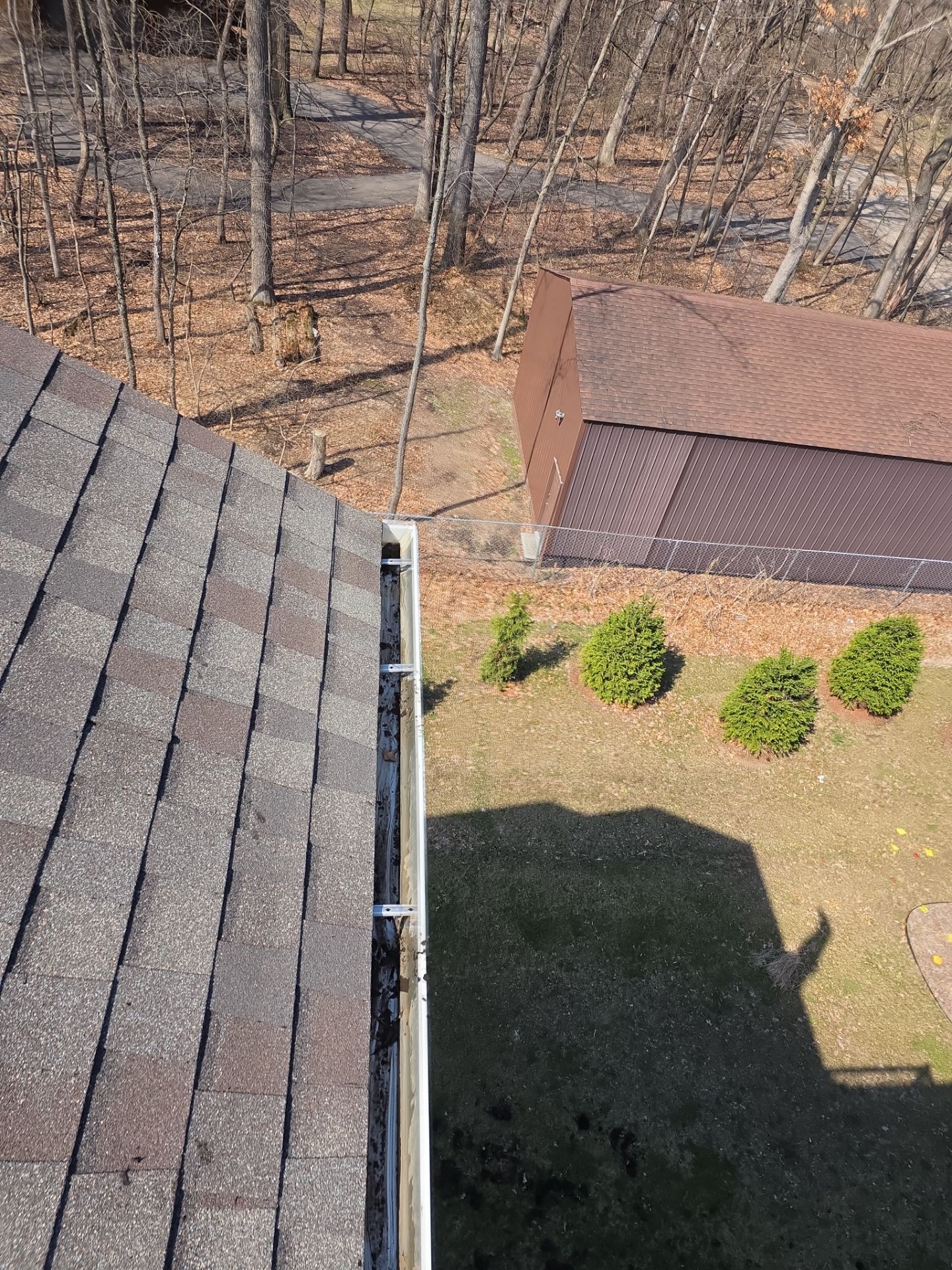 Commercial gutter cleaning Ann Arbor, MI after photo with clean gutters