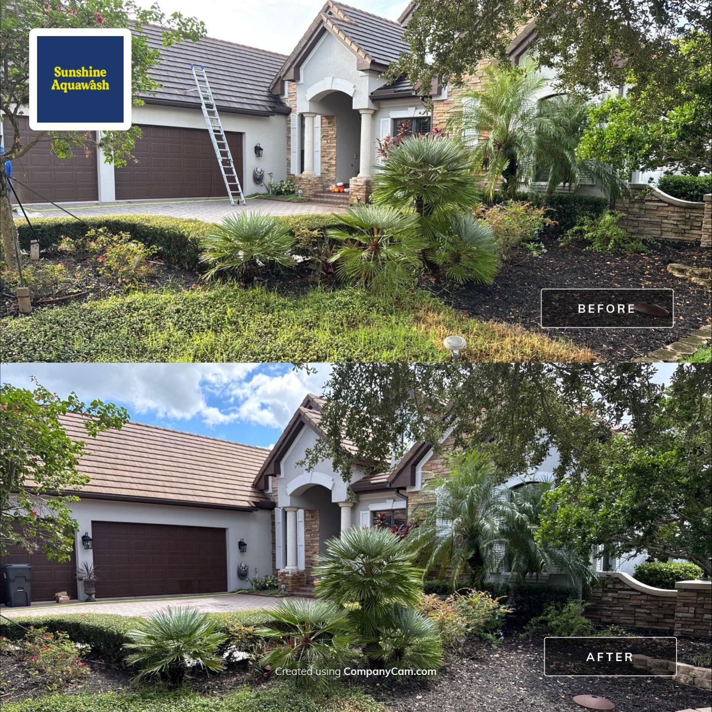 Tile Roof, Paver Pool Deck & Flowerbed Curbing Cleaning | Winding River Bradenton, FL Transformation by Sunshine AquaWash