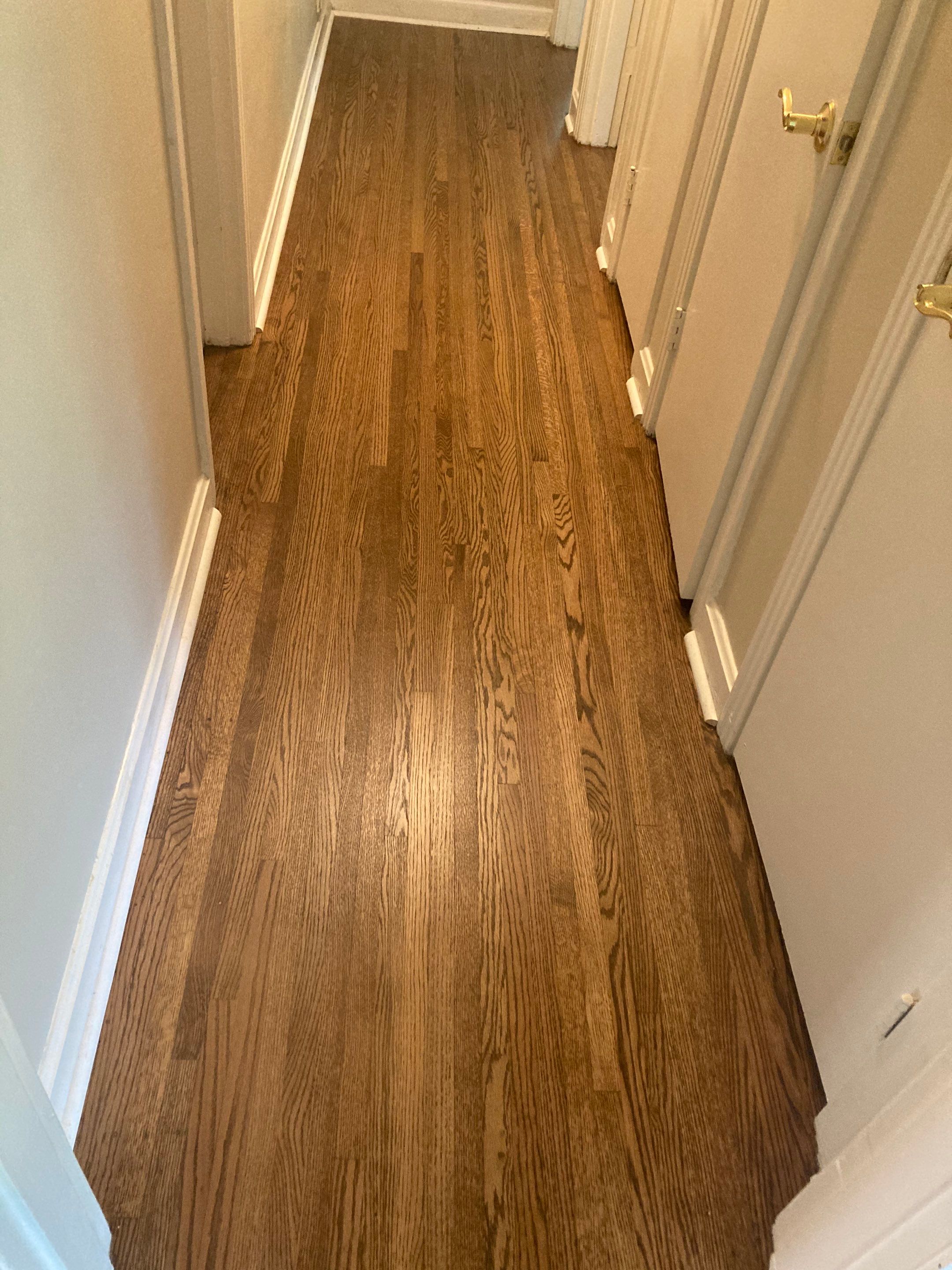 Red and White oak refinish with Duraseal Special Walnut Stain by Footprints Floors of Nashville
