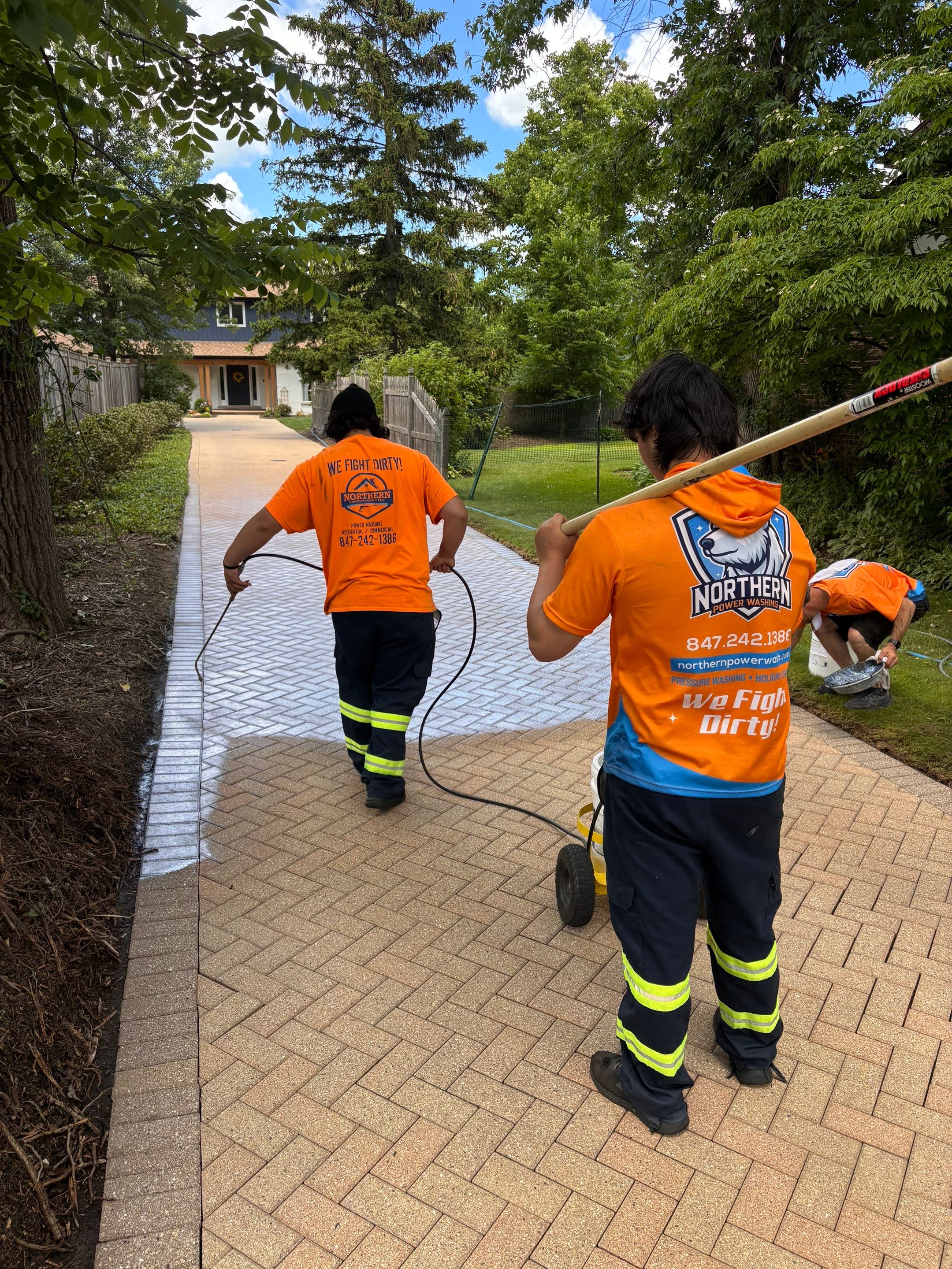 Brick paver repair, cleaning and sealing by Northern Power Washing LLC.