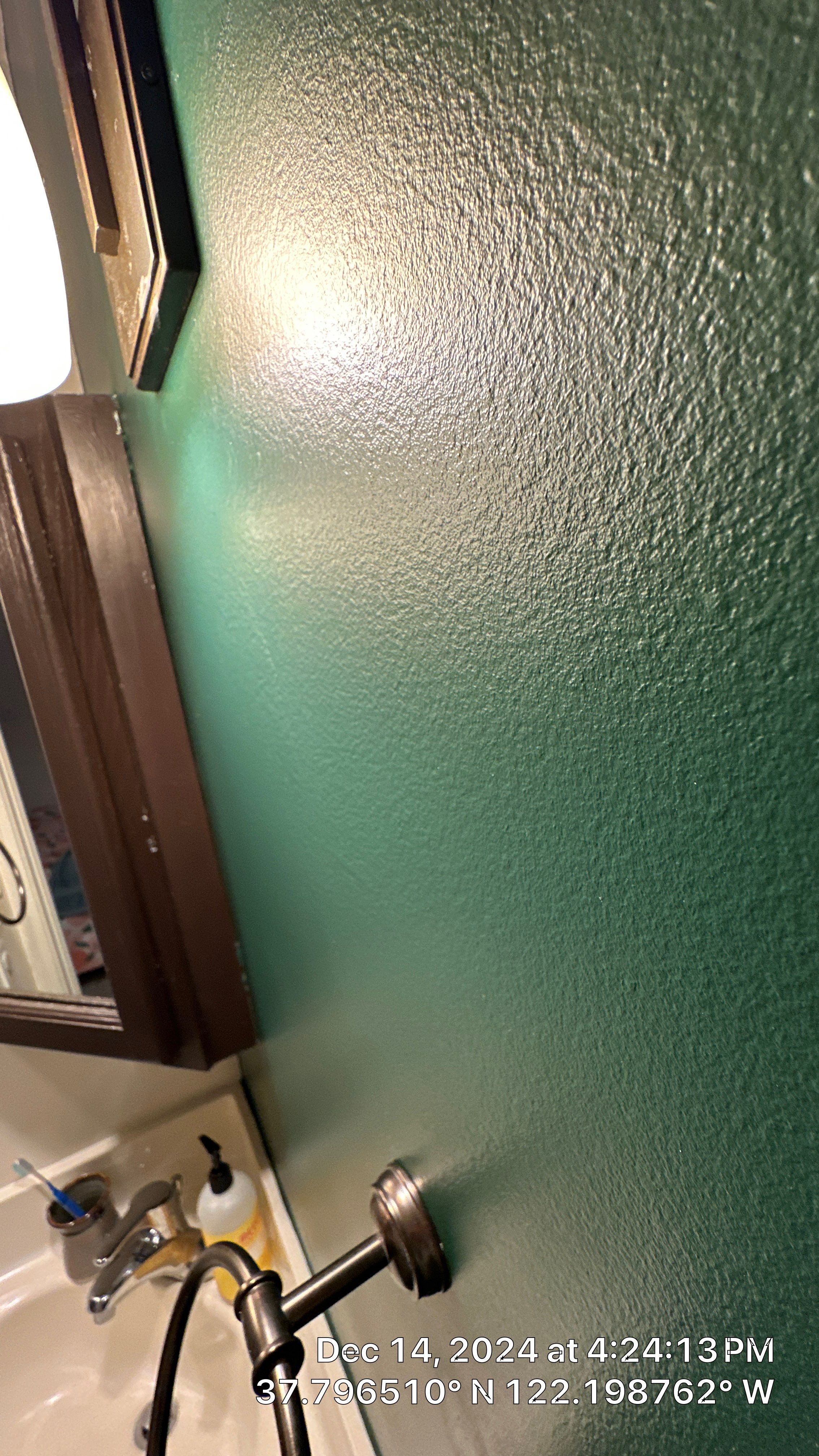 Bathroom-drywall repair and repaint by Herrera’s Bay Area Painting inc.
