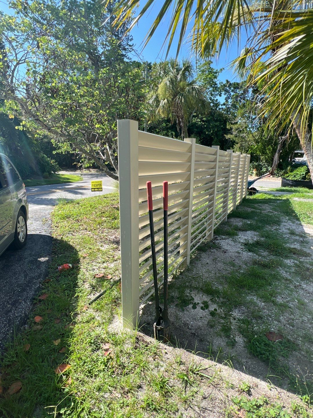 Sarasota, FL 6ft. Tall White Louvered Vinyl Privacy Fence by Asap fence and gates, LLC