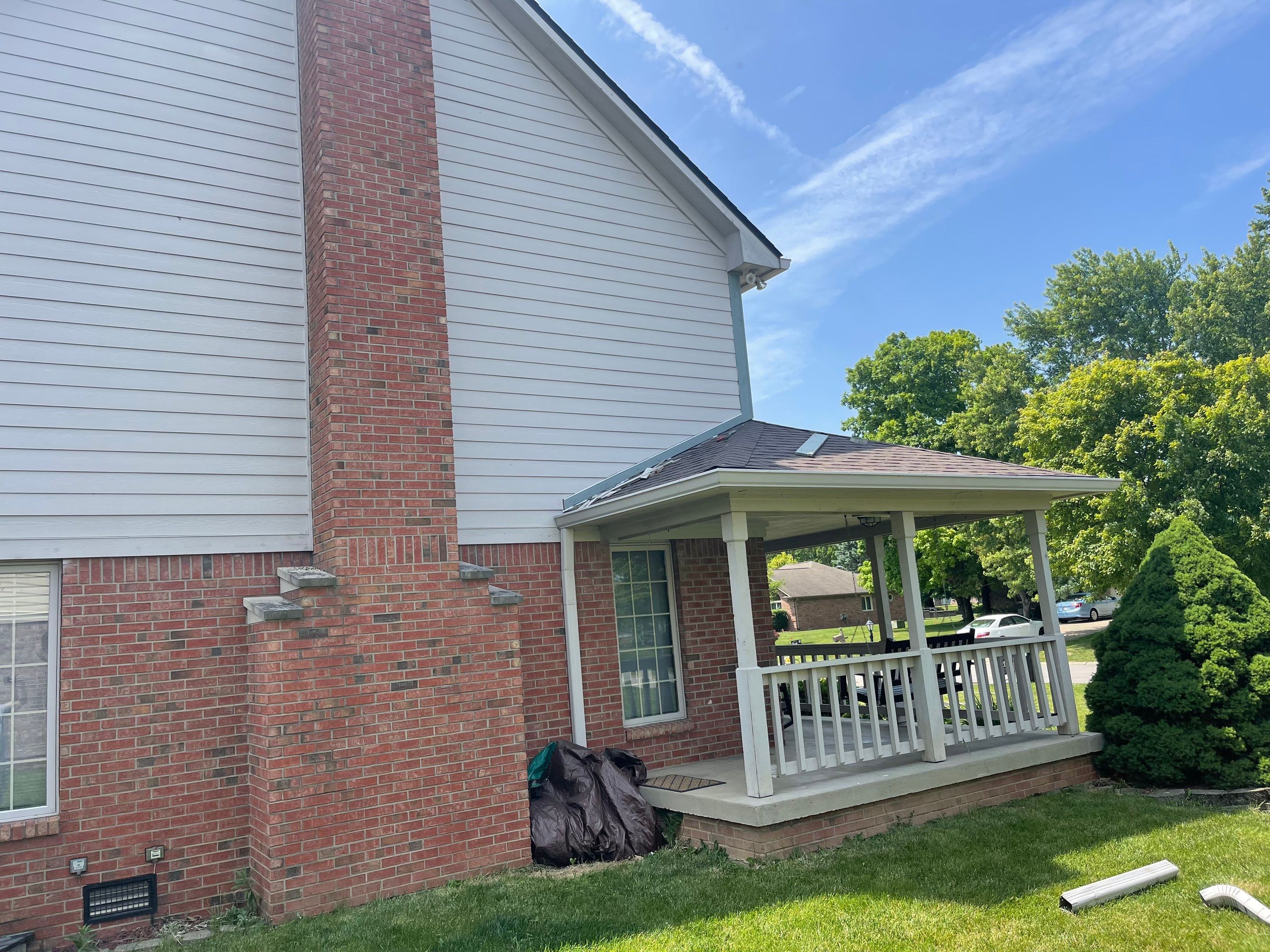 Tornado damage in Whiteland. Roof replacement, James Hardie siding, exterior paint, gutters, windows, doors by 317 Roofing & Restorations