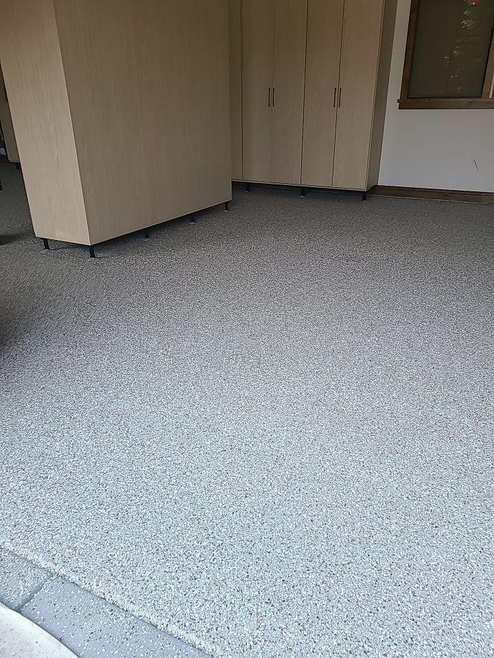 Garage Transformation using Pebble Beach by Croc Coatings, LLC