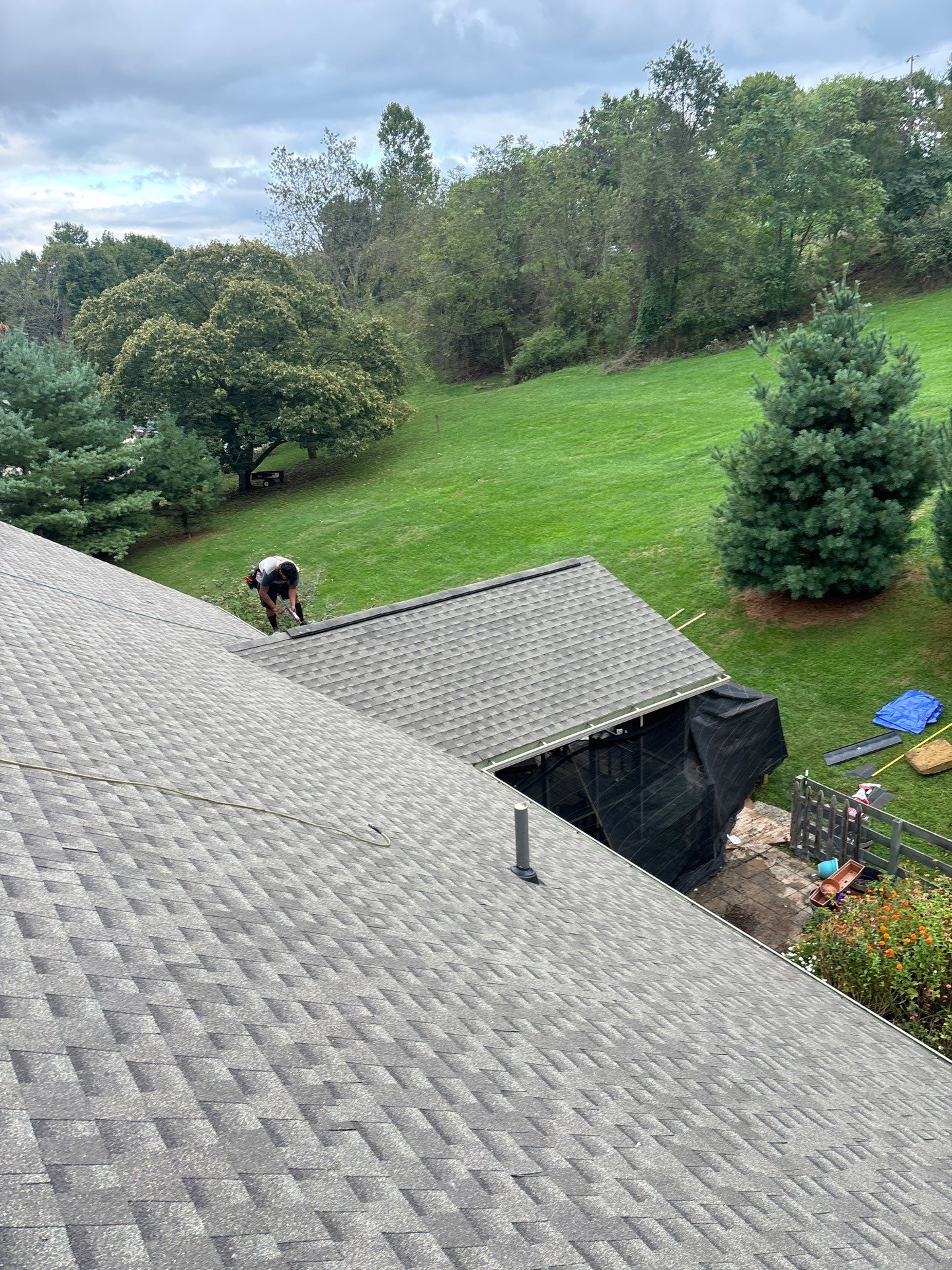 Residential Roofing Installation using GAF Timberline HDZ Weatherer Wood by Rainstoppers Roofing