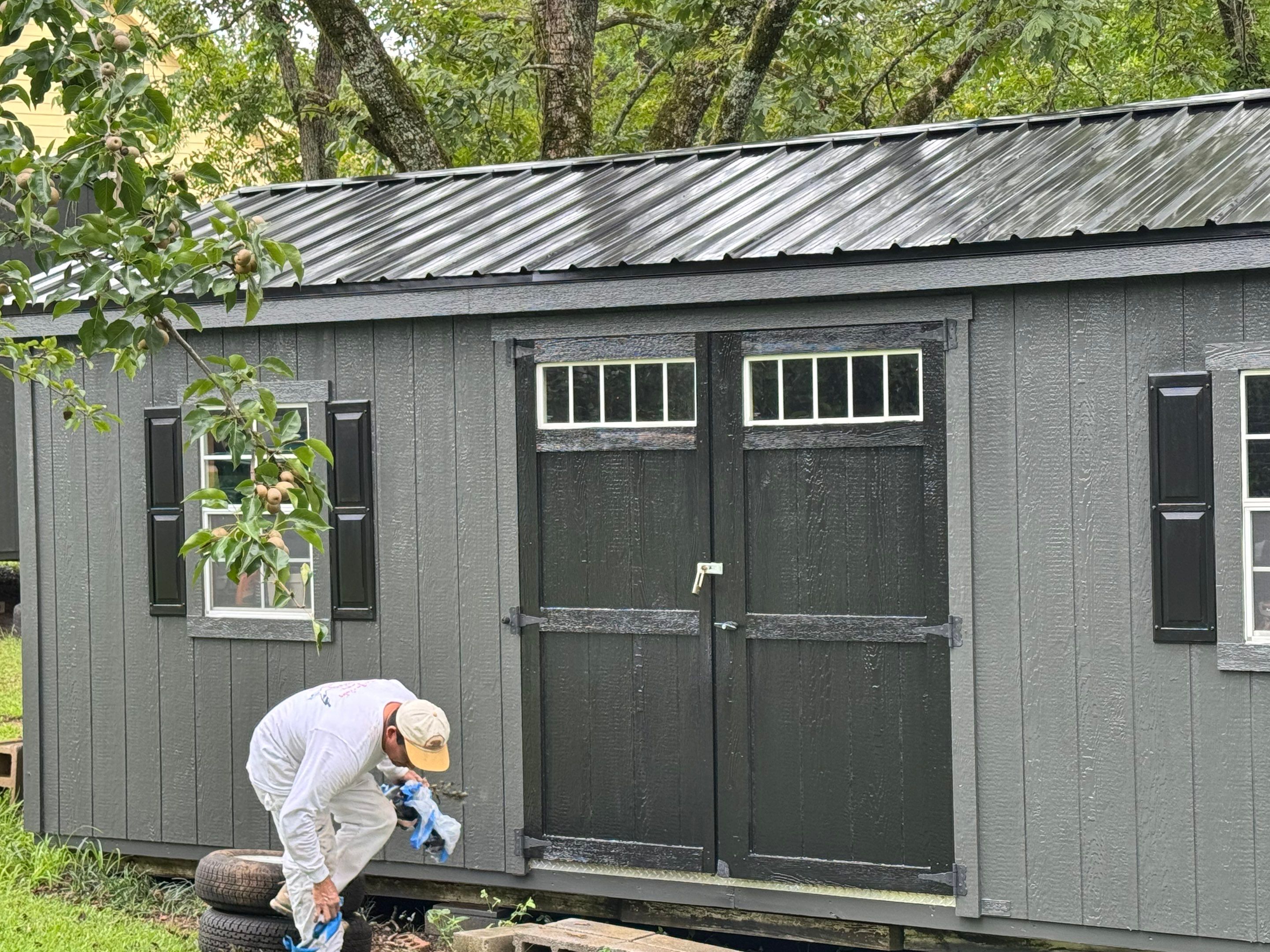 Social Circle Masonry Transformation with Dark Charcoal Exterior Painting by PGP Surface Solutions, LLC