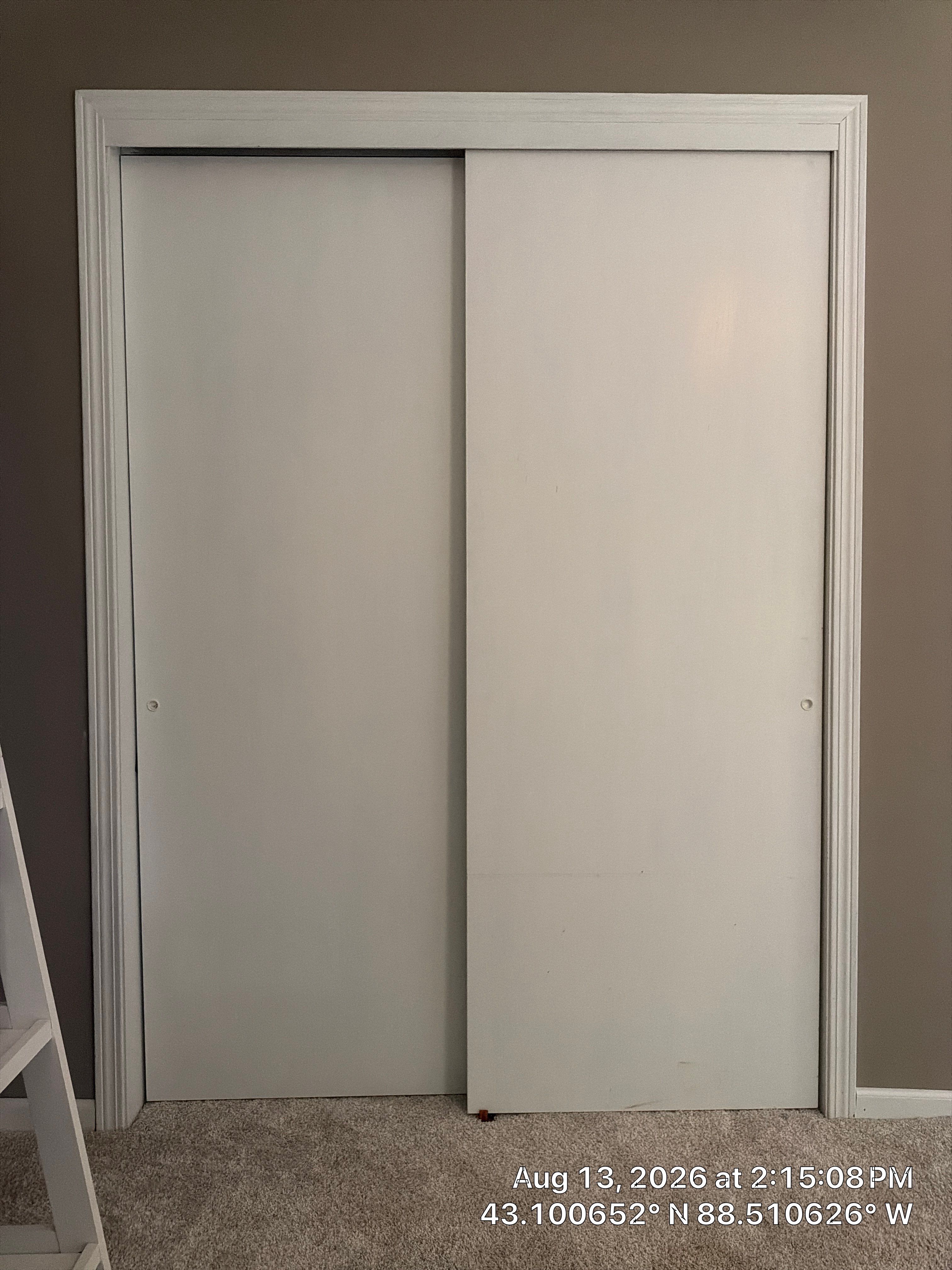 White Sliding Bypass Closet Door Installation in Oconomowoc by CompanyCam Sales Demo
