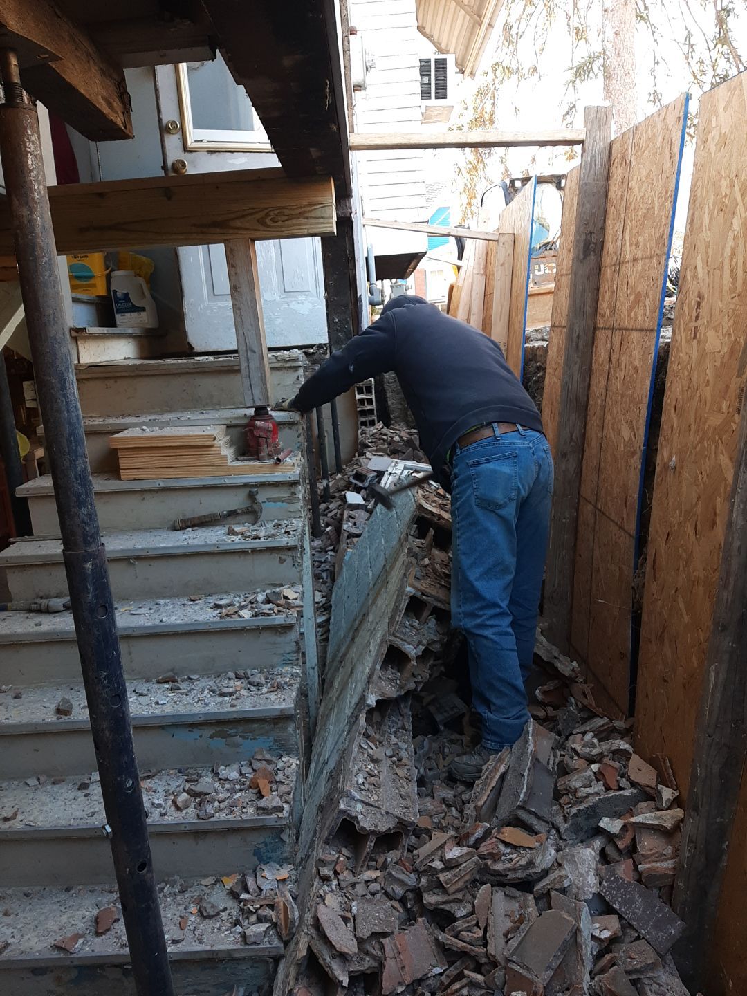 Basement Wall Rebuild with Exterior Waterproofing by Toledo Basement Repair