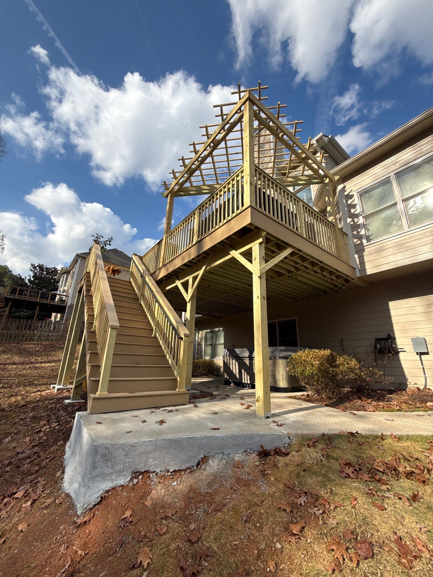 Multi-Level Deck Replacement With Custom Pergola In Woodstock by Swift Home Renovations 