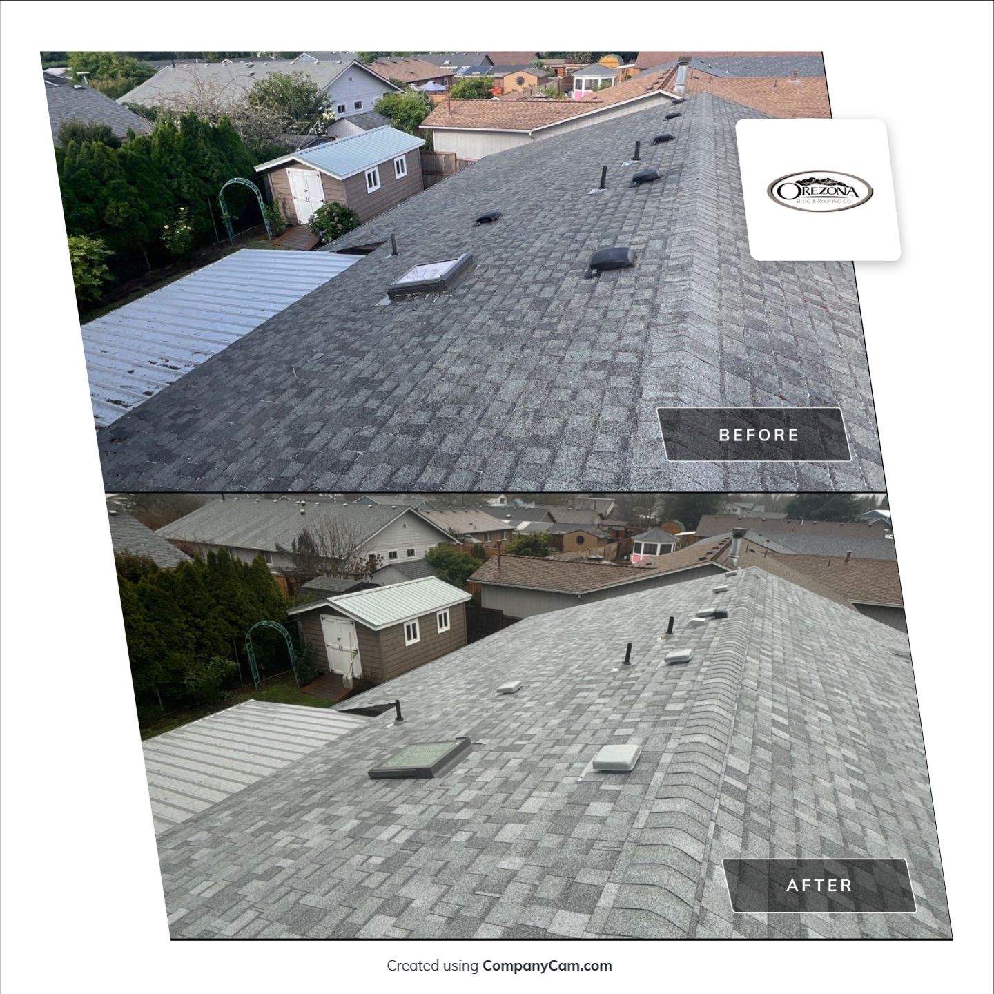 Residential Roofing Installation using IKO Dynasty (Color: Frostone Grey) by Orezona Building & Roofing Company, Inc.