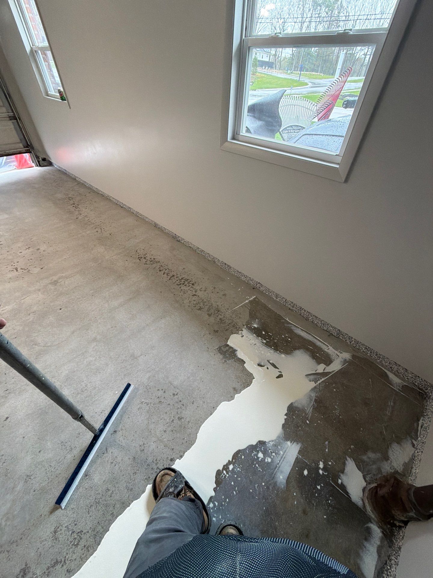 Muskegon Garage Interior Painting and Epoxy Flake Floor Installation by Gordon Painting