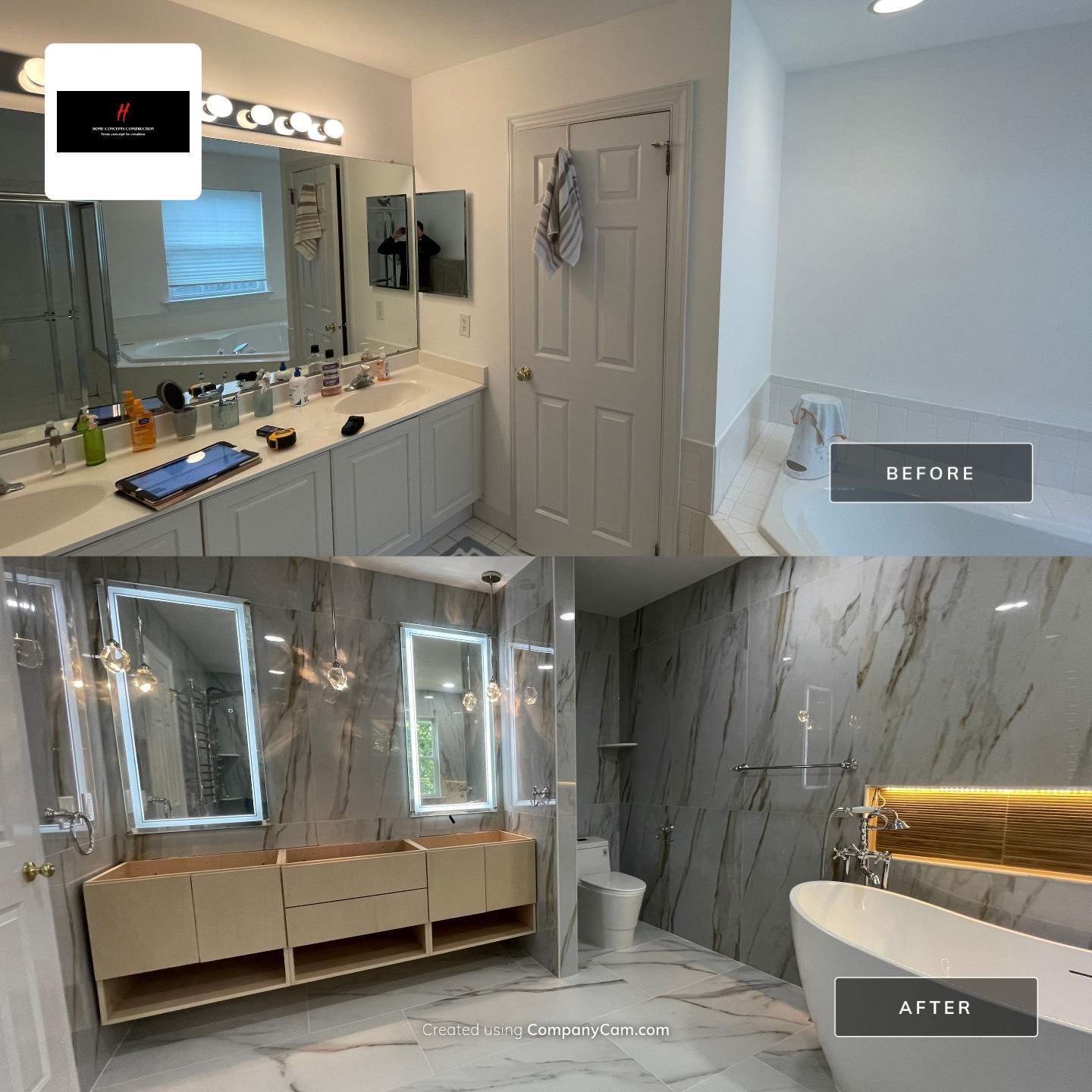 Bathroom Remodel using Tile by Home Concepts Construction