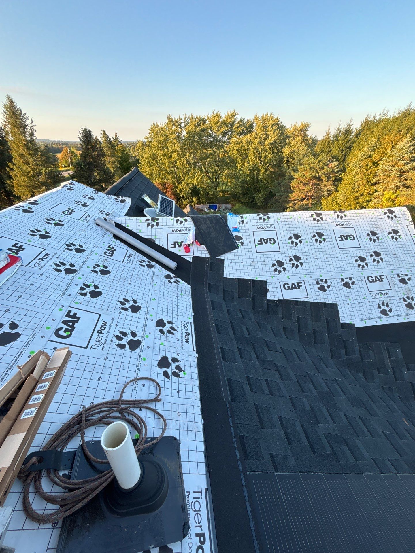 GAF Timberline Solar Roof Installation in Pittsford, NY by American Home Contractors