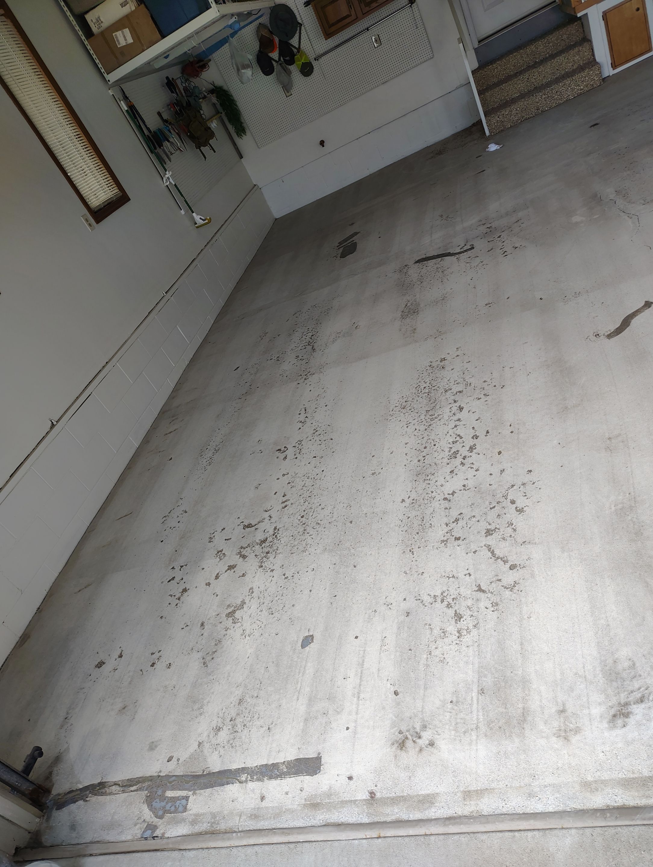 Multi-Colored Flake Epoxy Garage Floor Coating and Crack Repair by Select Painting, Coatings & Garage Cabinets