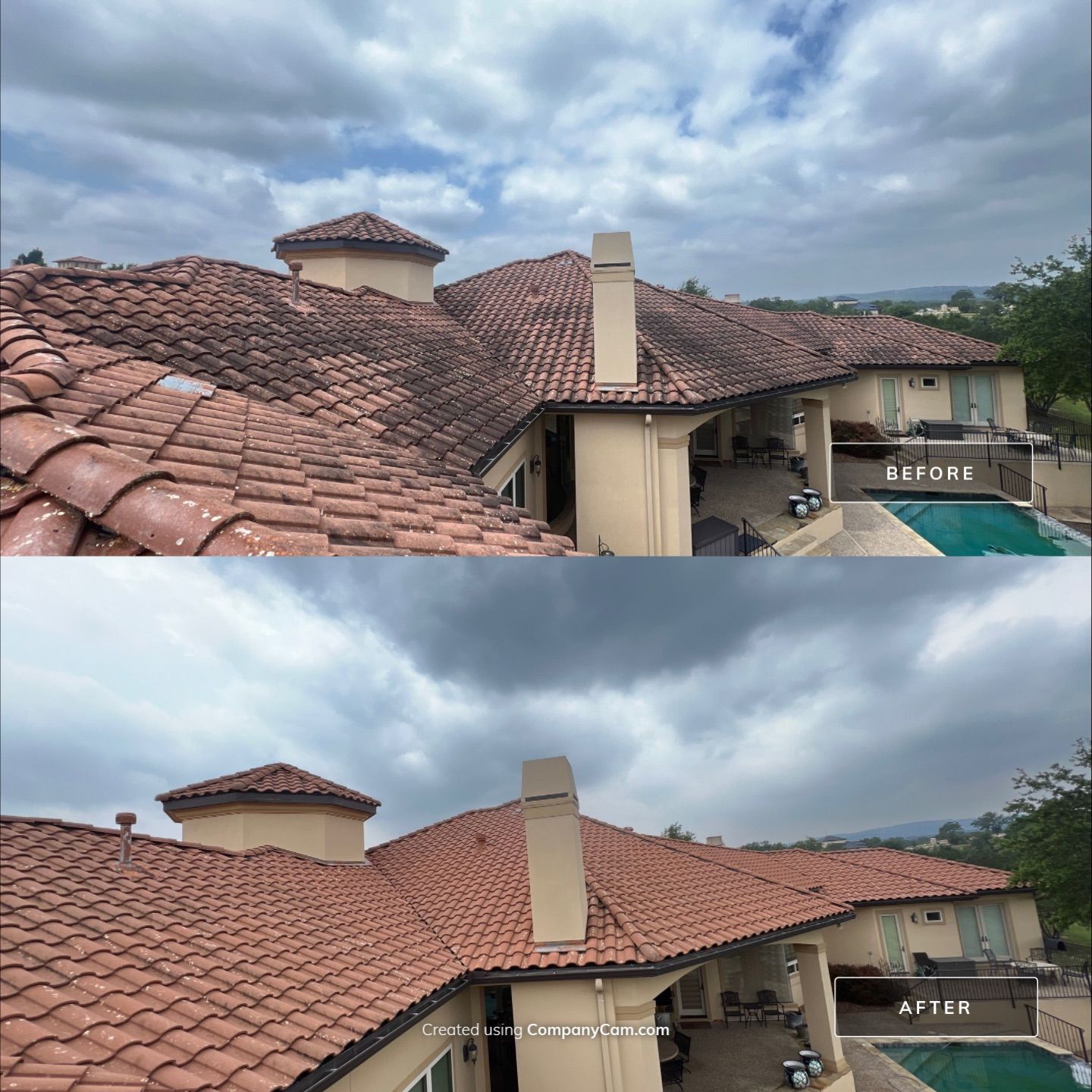 Tile Roof Wash Project in Boerne by Bright Choice