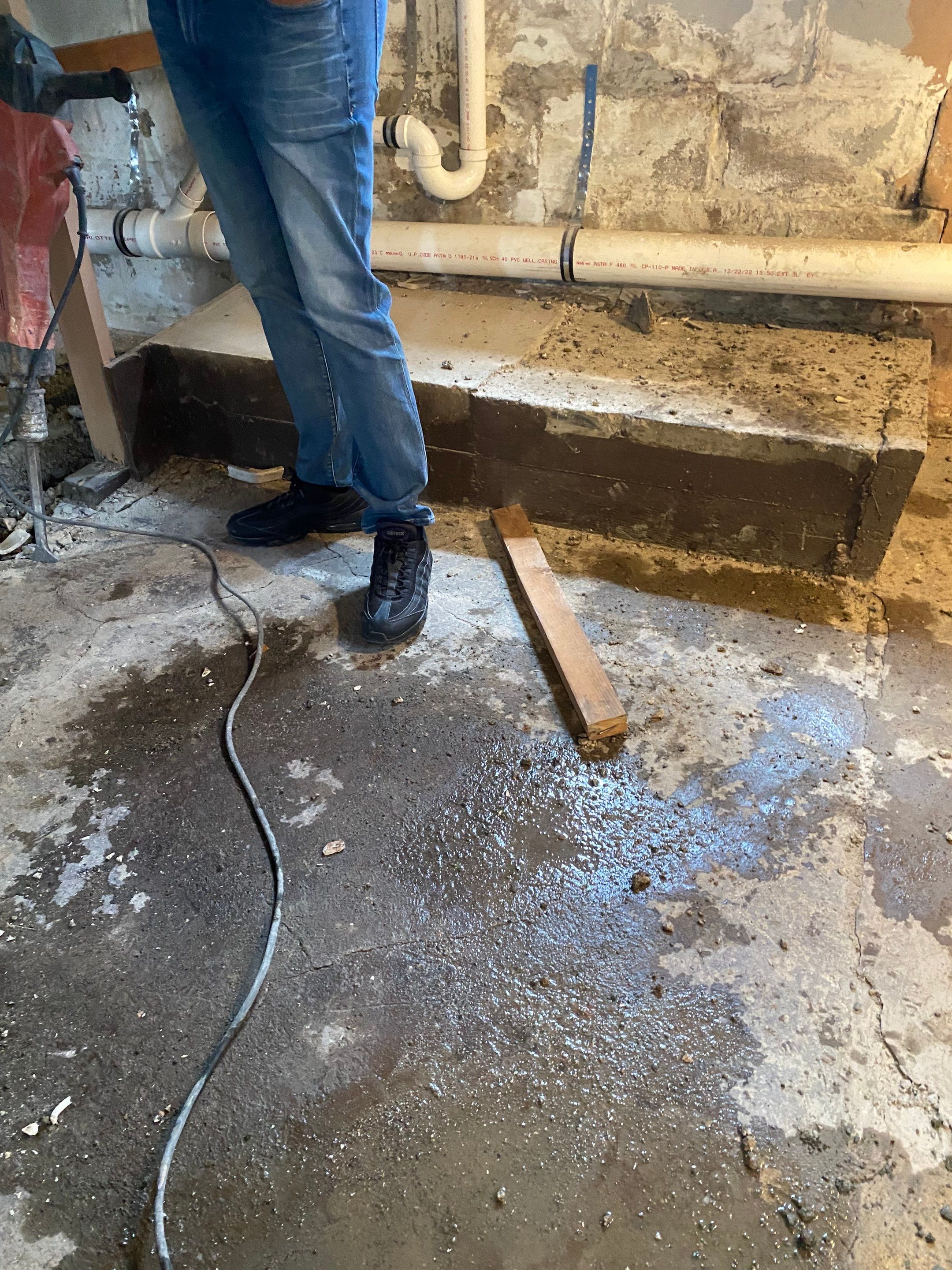 Interior French Drain, Lally Column Replacement & Concrete Floor Replacement in South Orange, NJ by Pure Service Pro, LLC