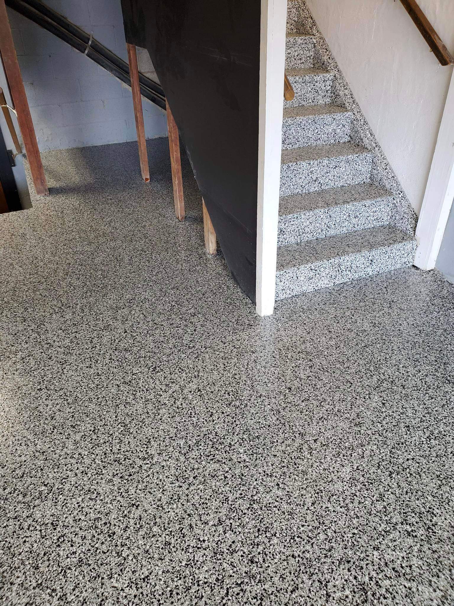 Garage Floor with Stairs using Domino by Your1DayFloor.com