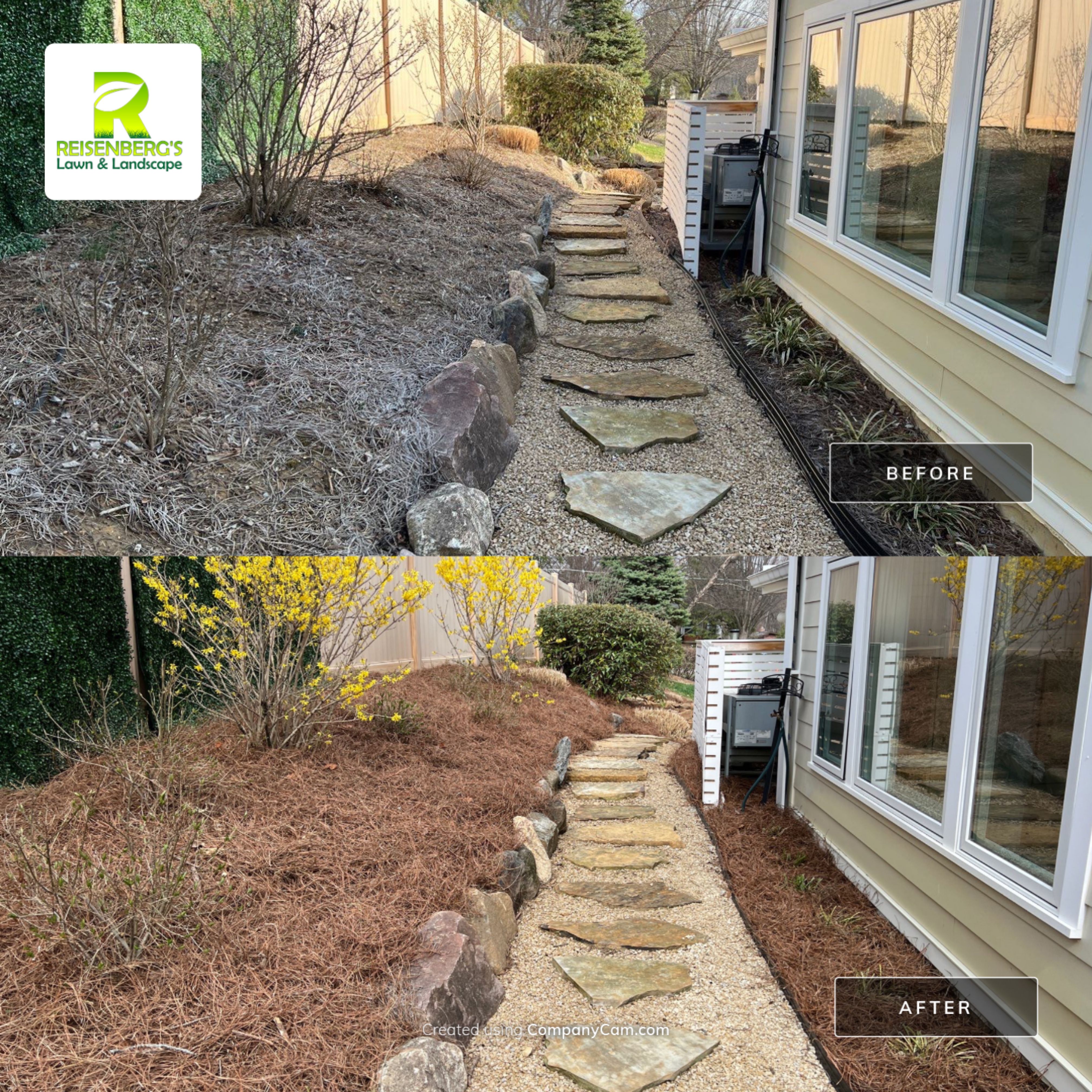 Spring Clean Up & Pine Straw Application by Reisenberg’s Lawn & Landscape, LLC