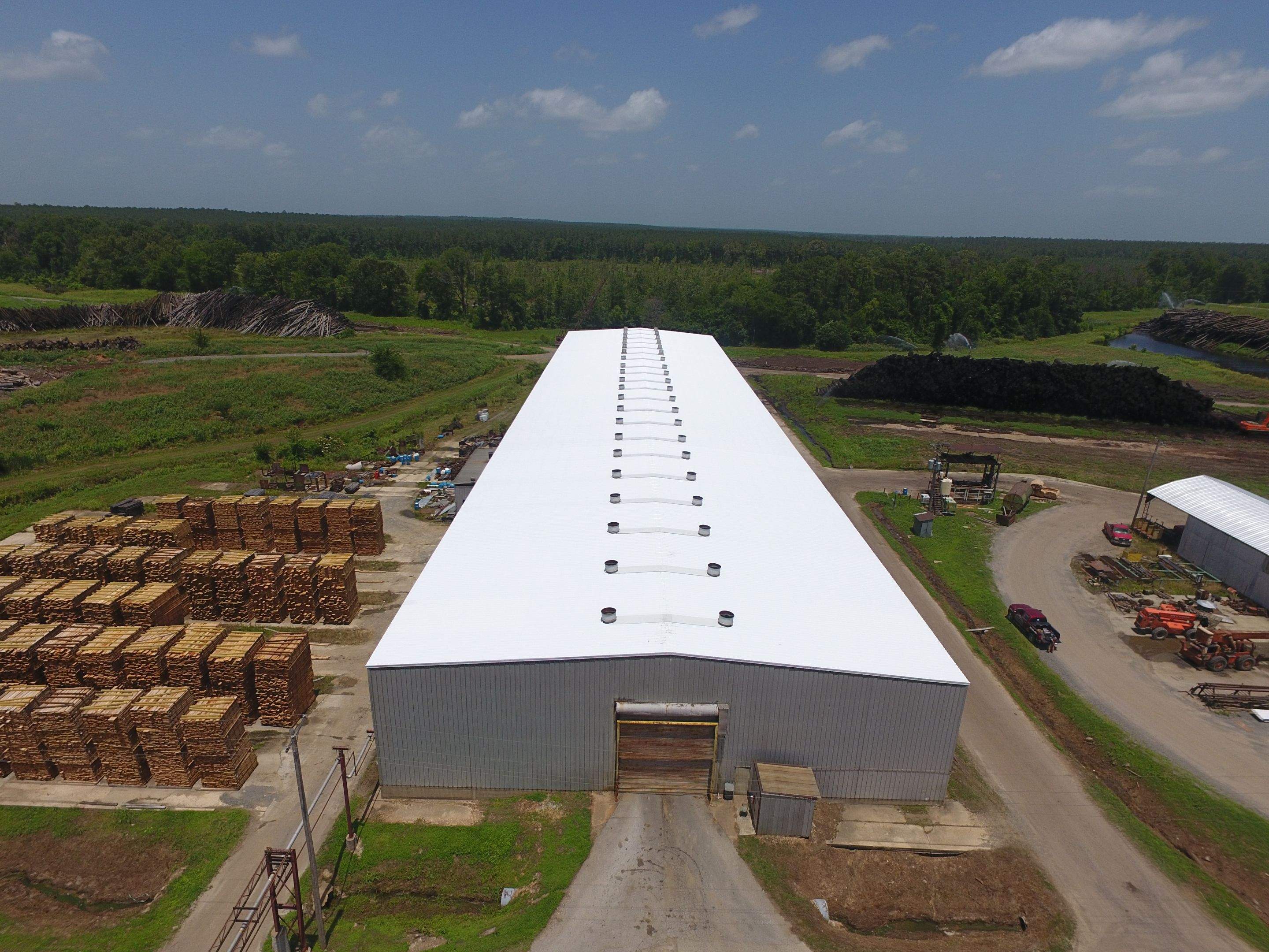 Commercial Roofing Installation using Aluminum Roofing panels by Hostetler Roofing