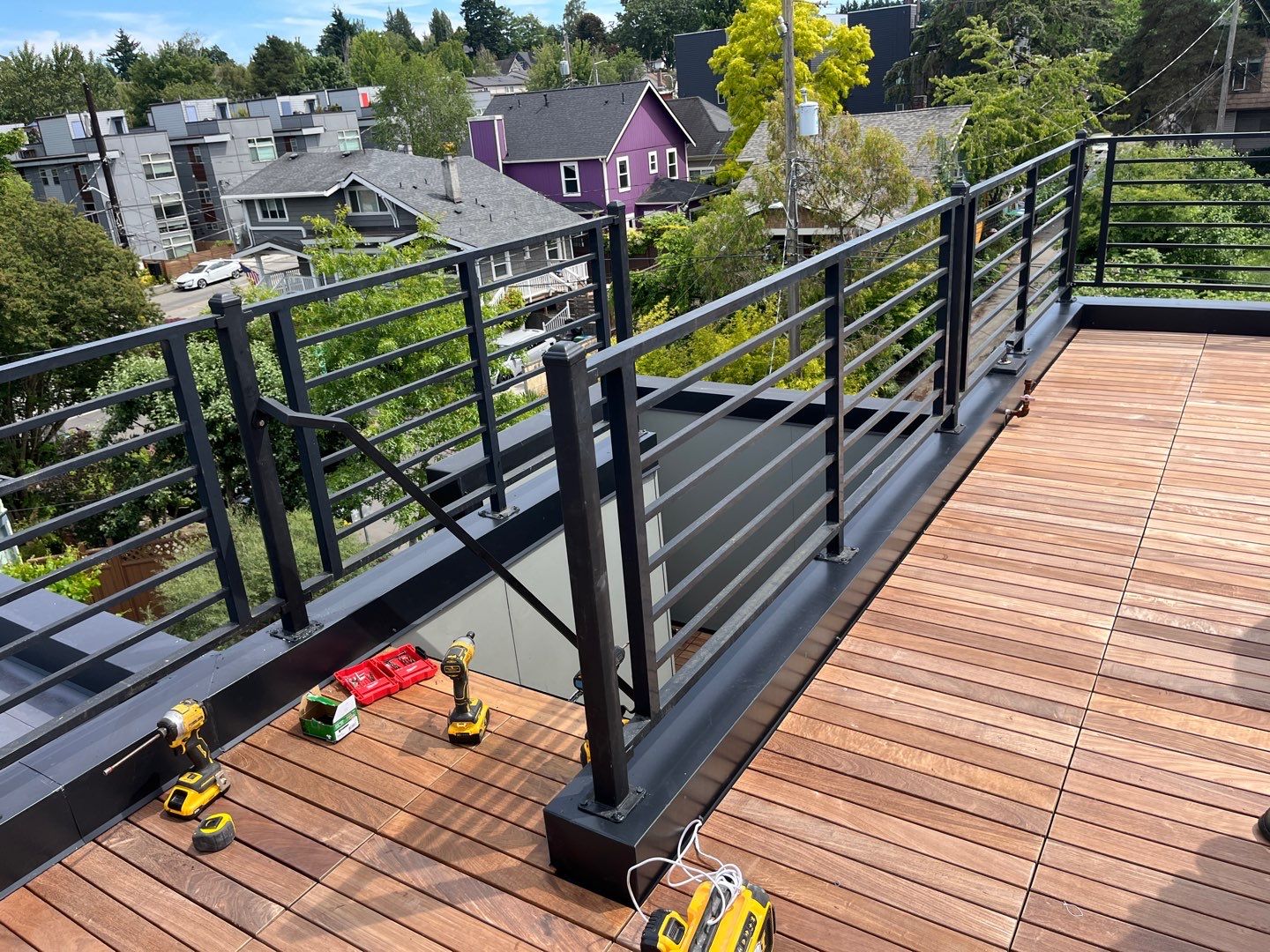 Rooftop Deck using IPE and PVC in Seattle by RoofSmart