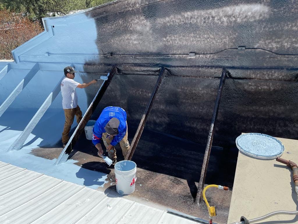 Foam Refurbish using Conklin Benchmark/PUMA XL coatings and spray foam by Straight Edge Roofing Inc