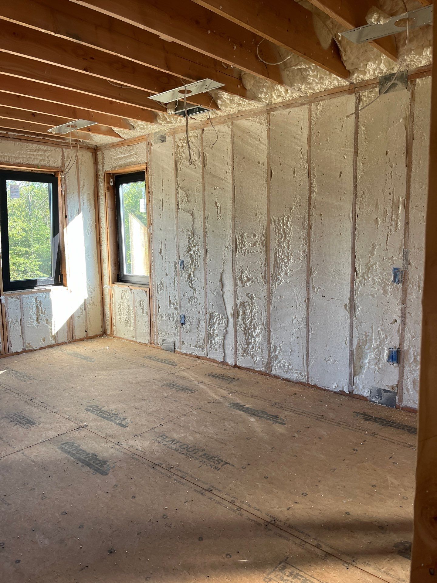 New Home Construction using open cell spray foam by NYS Foam & Energy