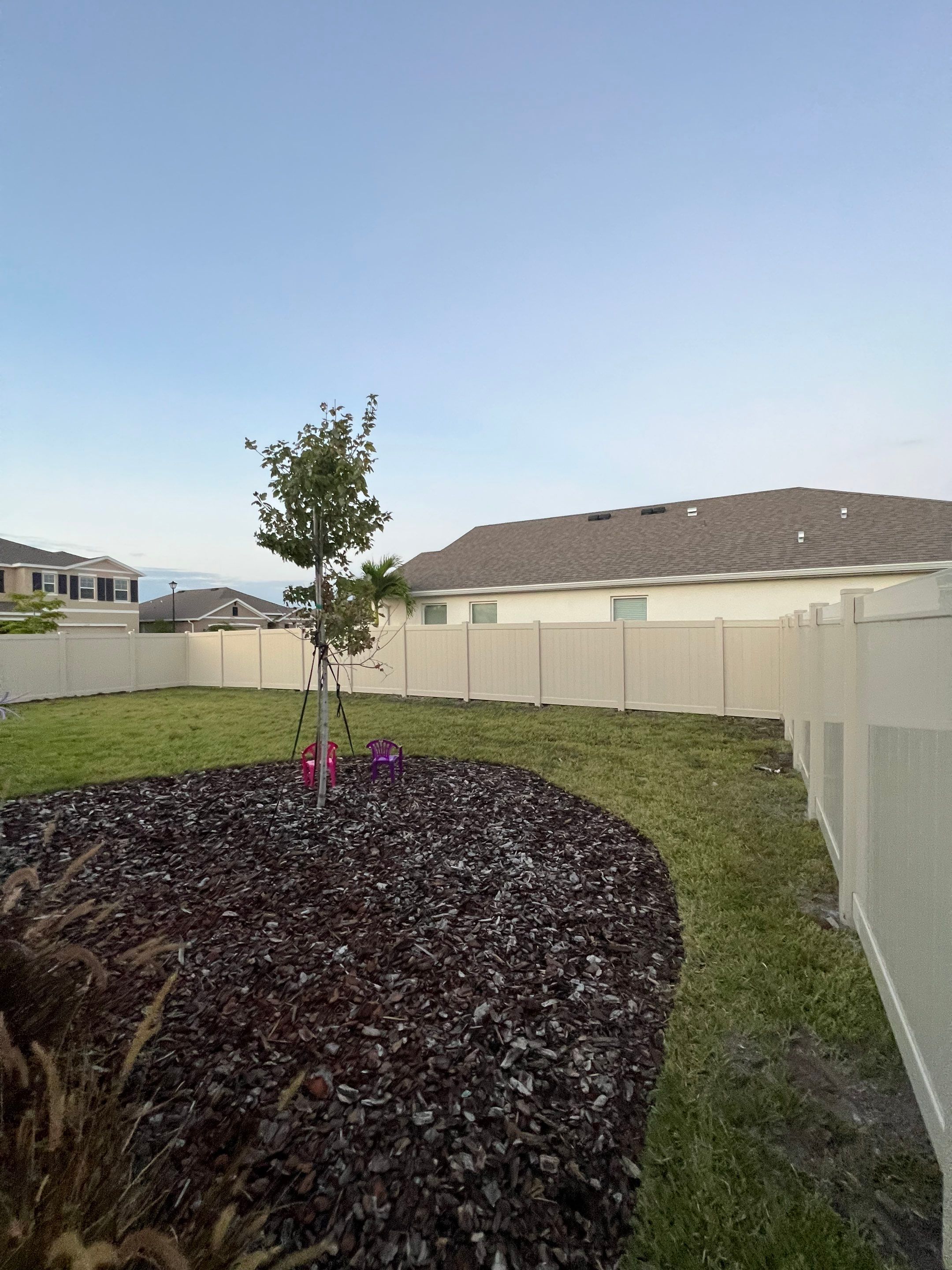Vinyl Fence Installation using Tan Vinyl Privacy Fence by Asap fence and gates, LLC