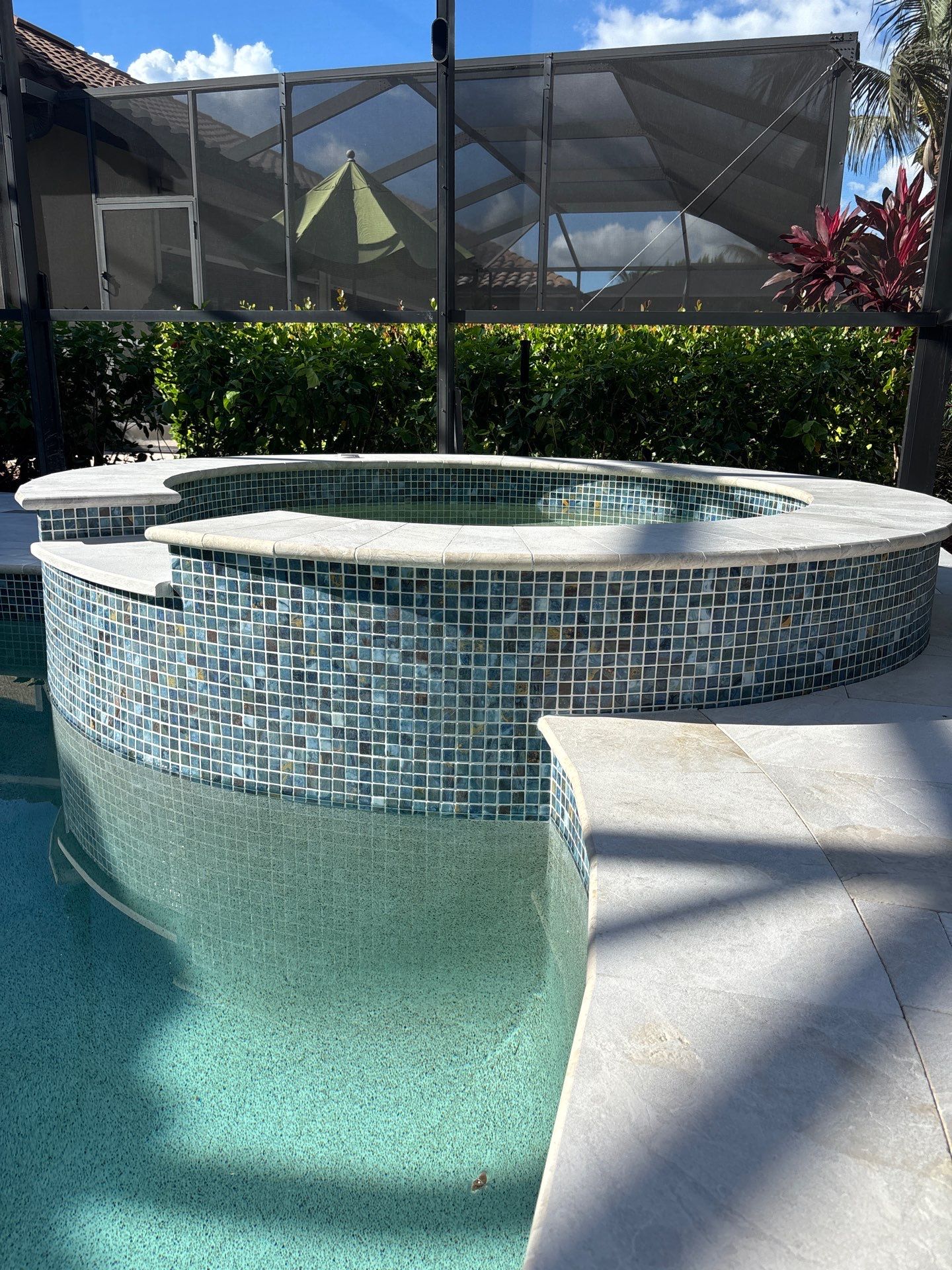 Textured Marble Pool Deck - Bonita National Golf & Country Club by Old Town Pavers Llc