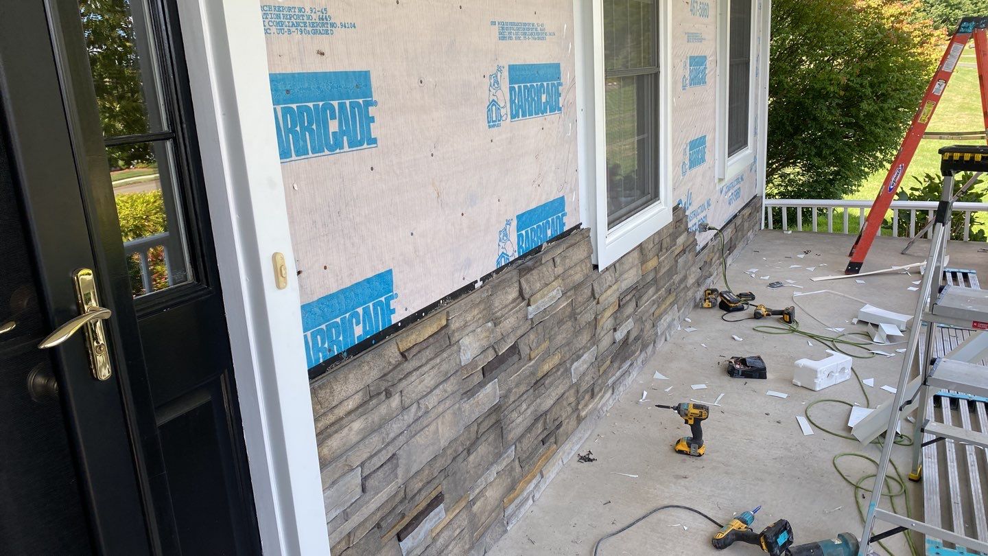 Siding Installation using Certainteed Monogram Charcoal gray and Owens Corning Versetta Stone Sterling by A Plus Exterior