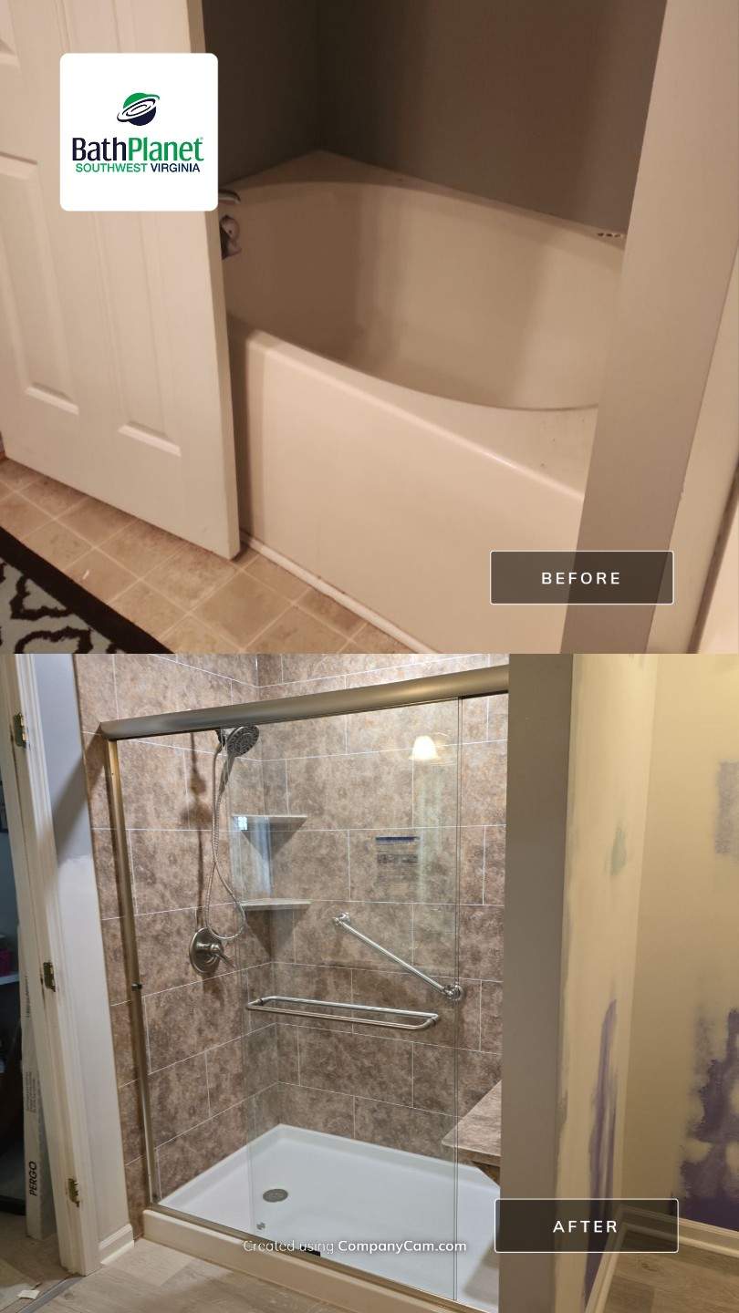 Tub to Shower w/ Drywall Work by BathPlanet SW Virginia