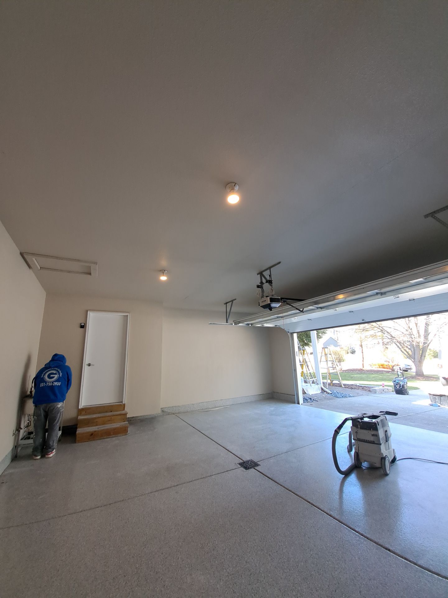 Garage dry wall repair/ re-texture, re-paint by Gordon Painting