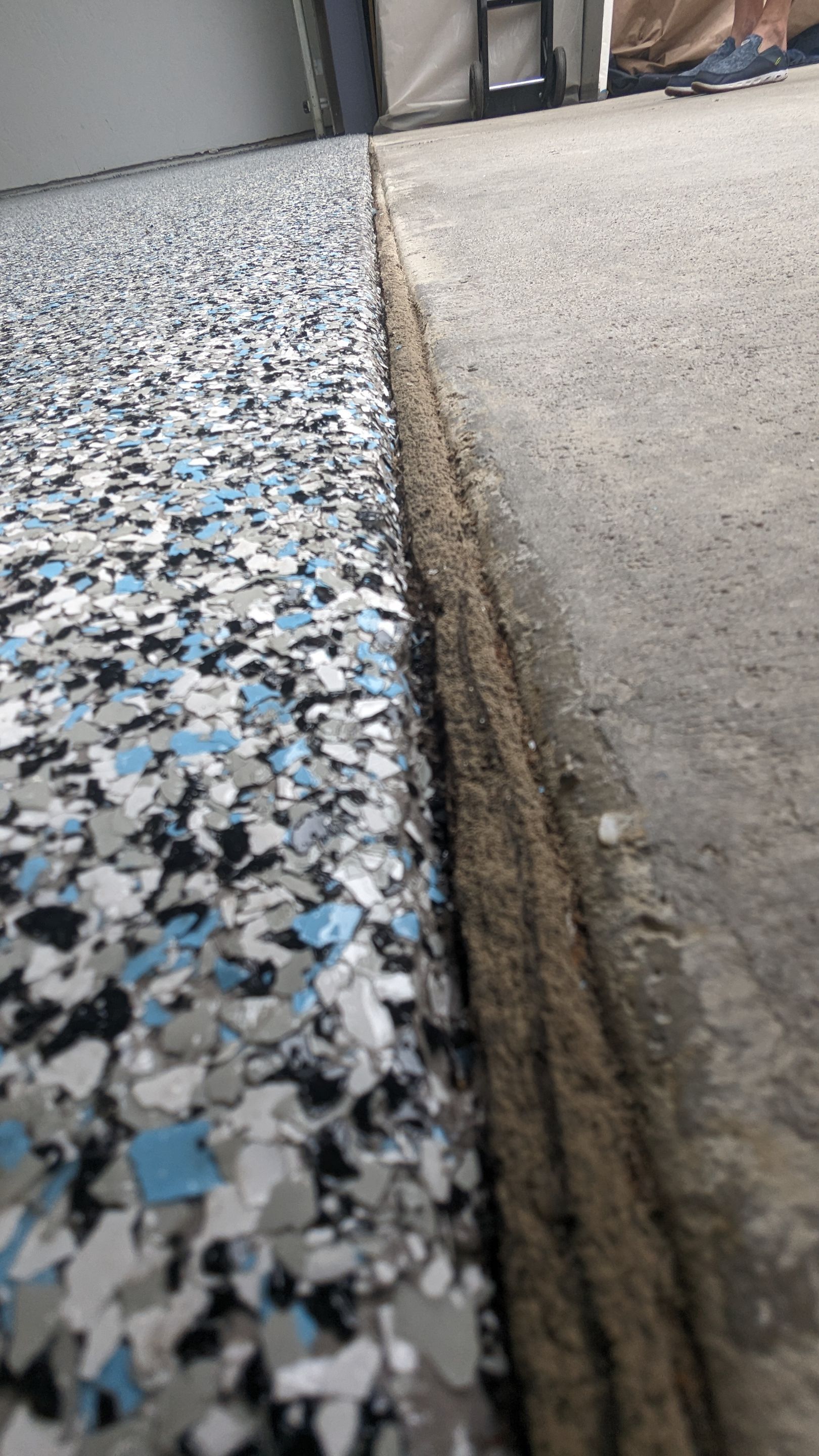 Garage Transformation using Custom domino w/ baby blue by Croc Coatings, LLC