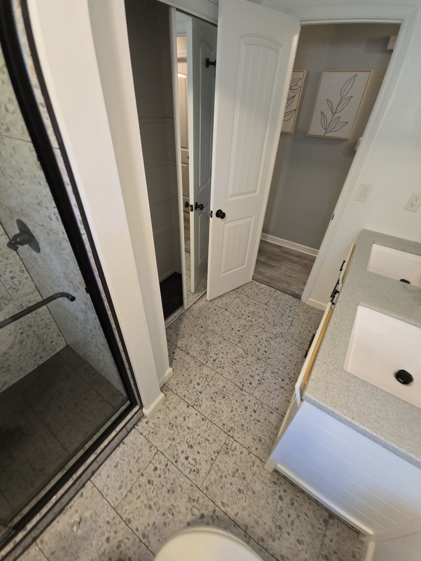 Fragmento tile bathroom floor and shower walls by The Shower Company