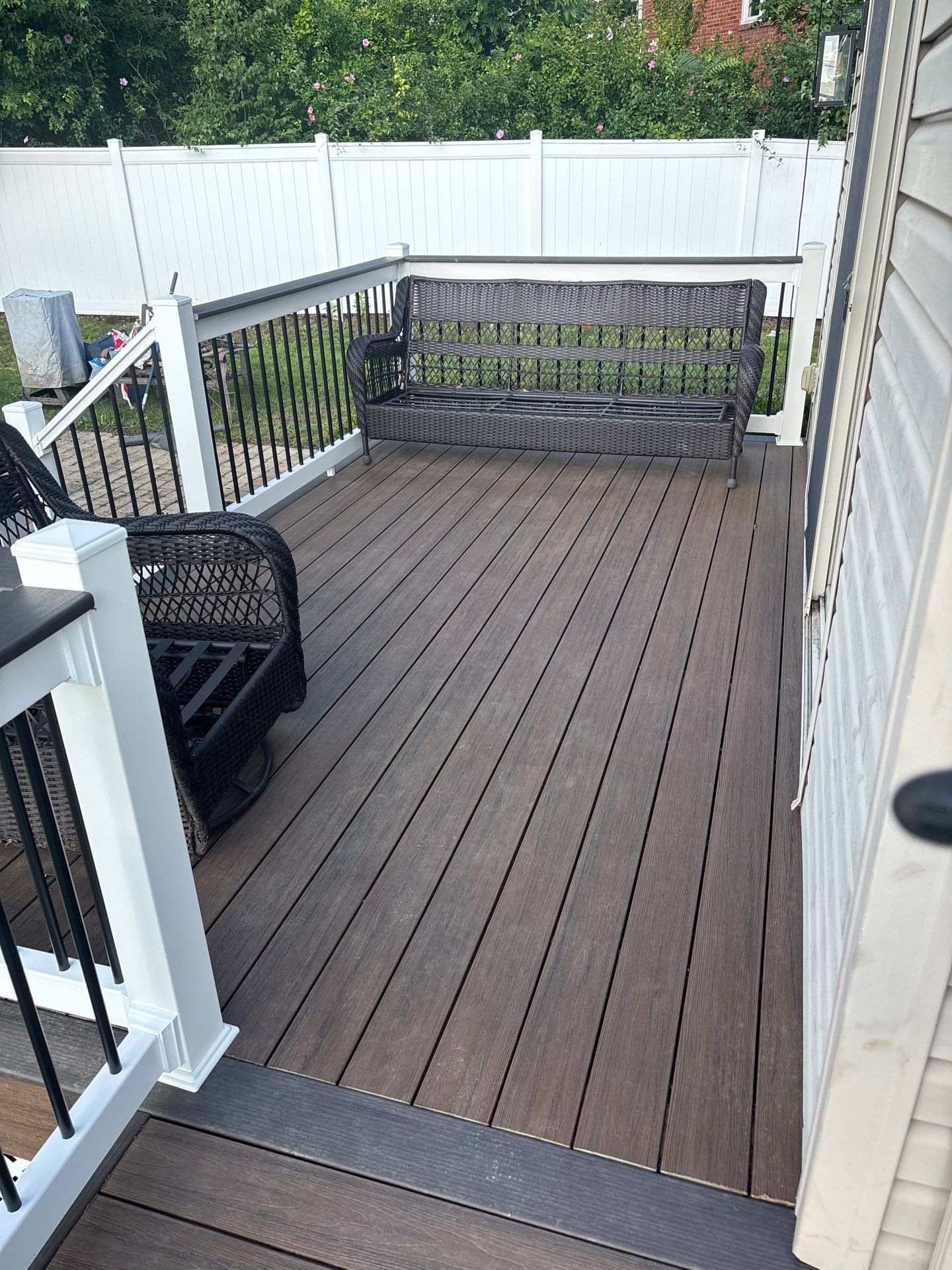 2 tone Composite Re-Deck with Vinyl Railings in Pittsburgh by Cousins Roofing Siding & Decks