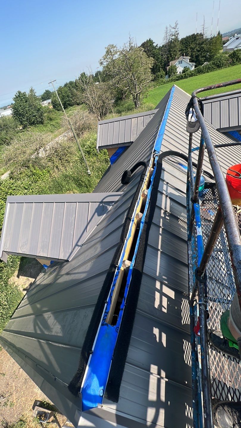 Agricultural Roofing Installation using 12" Prolok metal  by Top Notch Roofing Inc