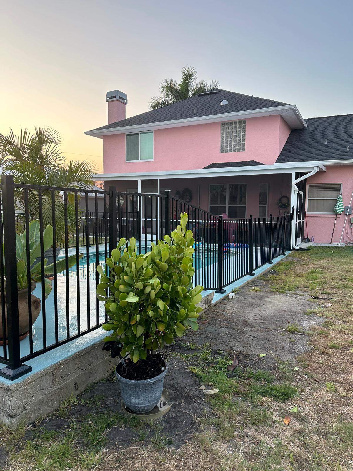 Black Aluminum Pool Fence Installation in Port Charlotte by True Fence LLC