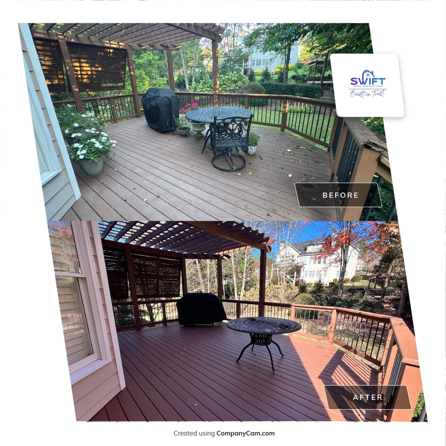 Exterior Deck and Pergola Staining Project in Kennesaw by Swift Home Renovations