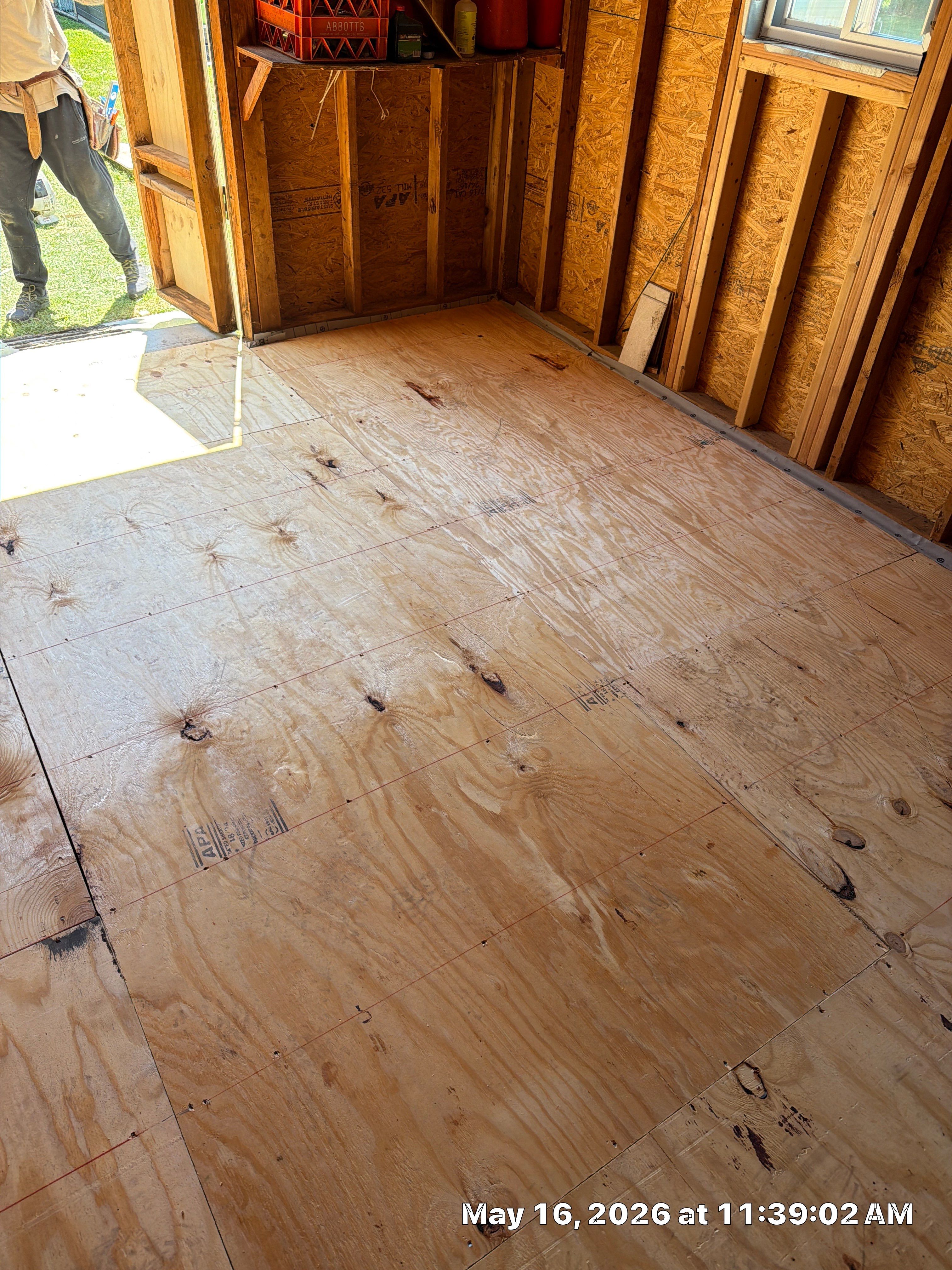 Shed Floor Joist Repair and Plywood Subfloor Installation in Fairless Hills by Stofan Construction LLC