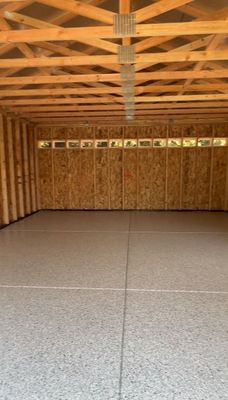 Garage Floor: Vinyl Chip using Light Grey