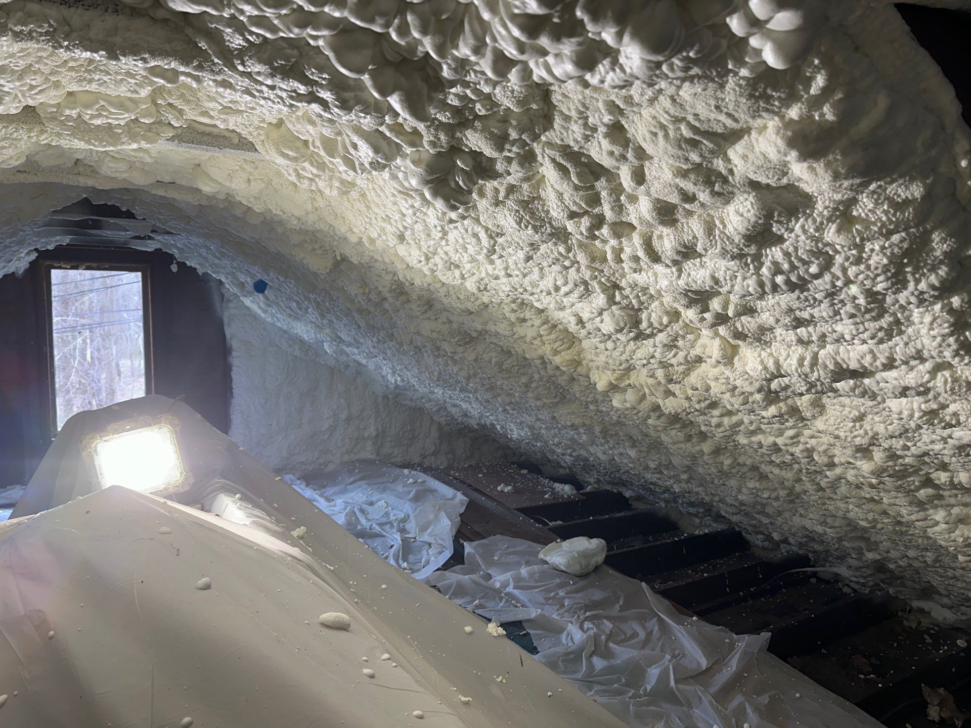 Attic Insulation using open cell spray foam by NYS Foam & Energy