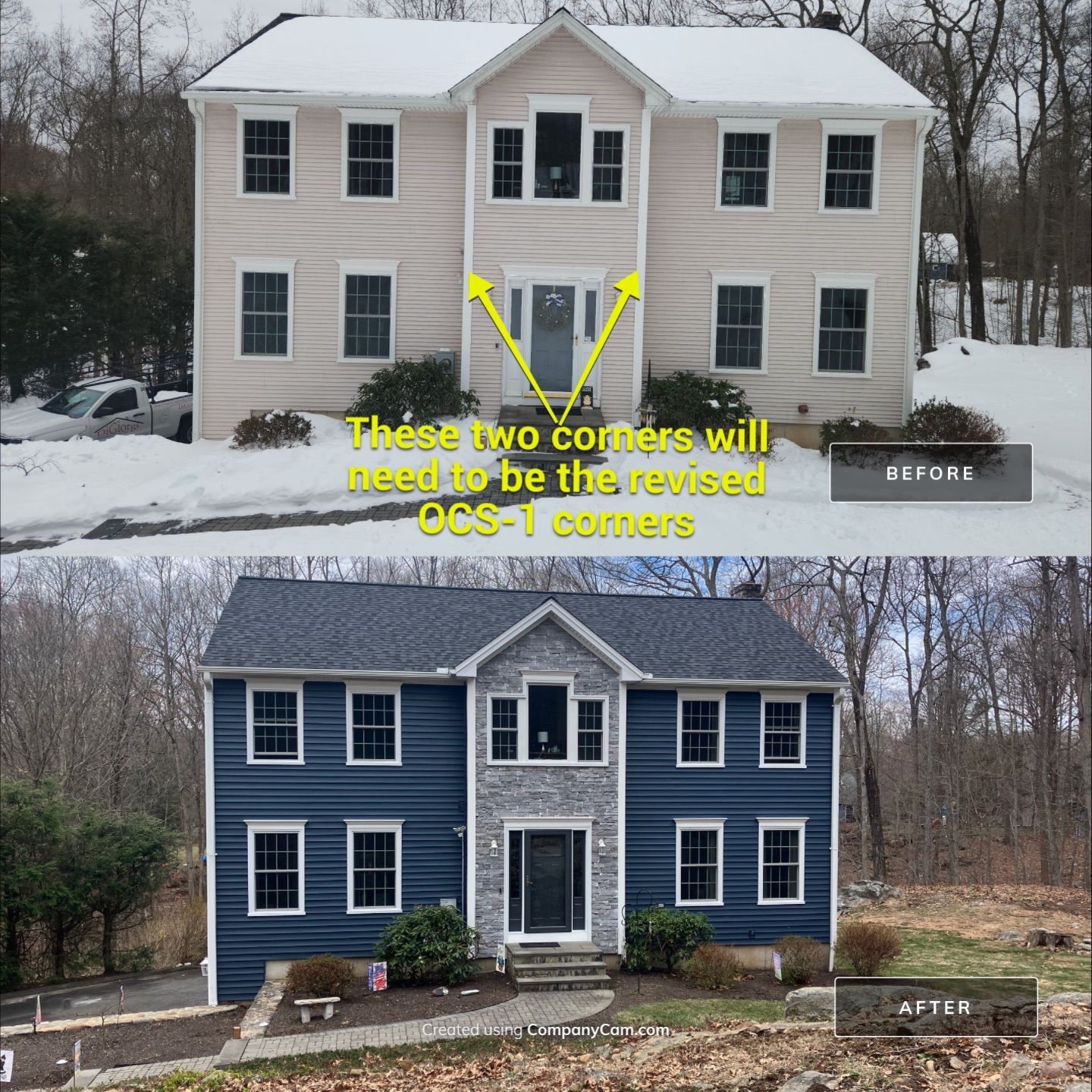 Renewed Siding with Cert. Cedar Board & Batten S-8 Deep Mineral, and Cert. Monogran D/5 x 12'6" clapboard Deep Mineral by DiGiorgi Roofing and Siding Inc