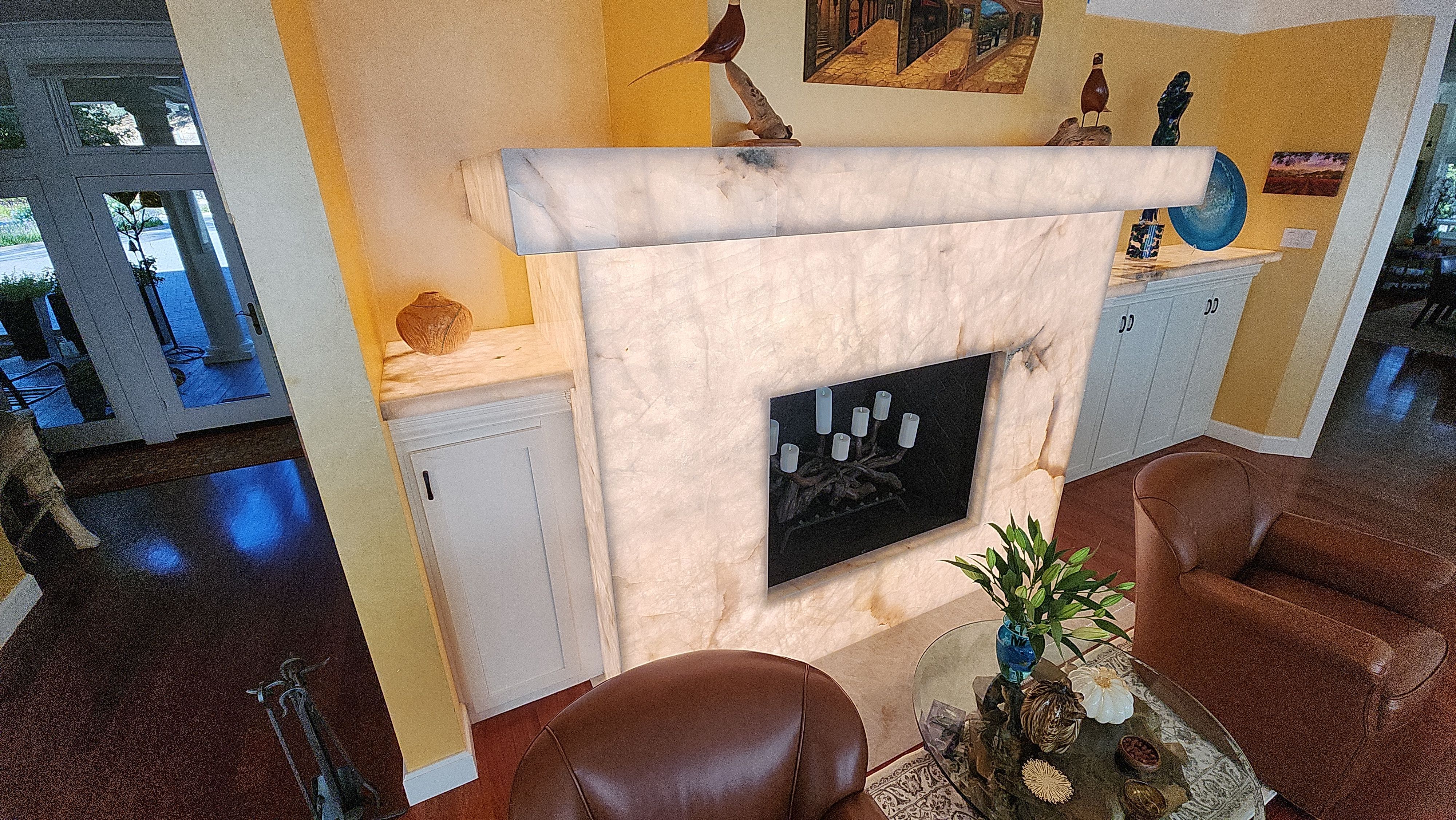 Backlit Stone On A Fireplace by S.Y. Electric Inc.