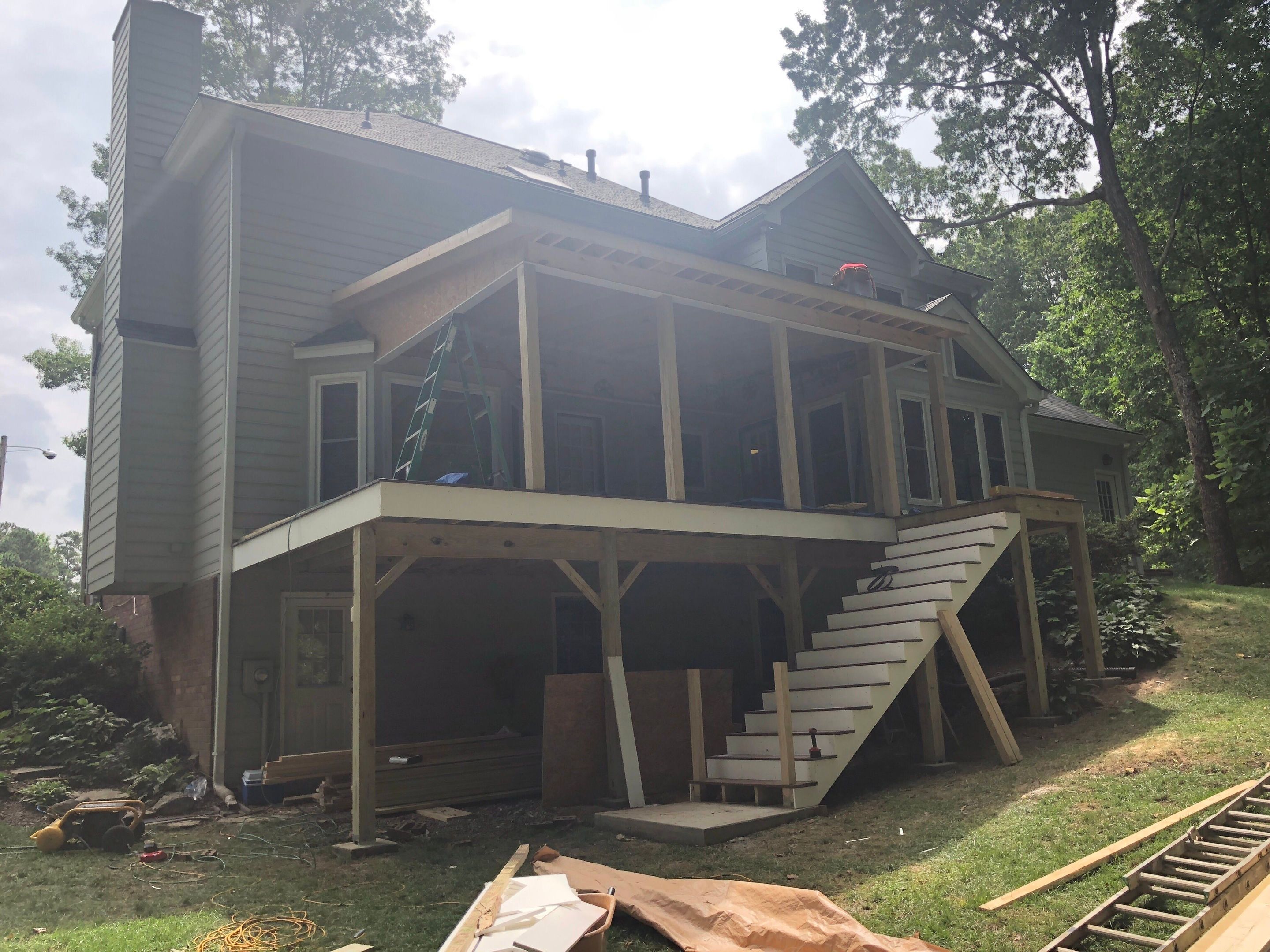 Elevated Wood Deck and Screened-In Porch Addition in Roswell by Swift Home Renovations