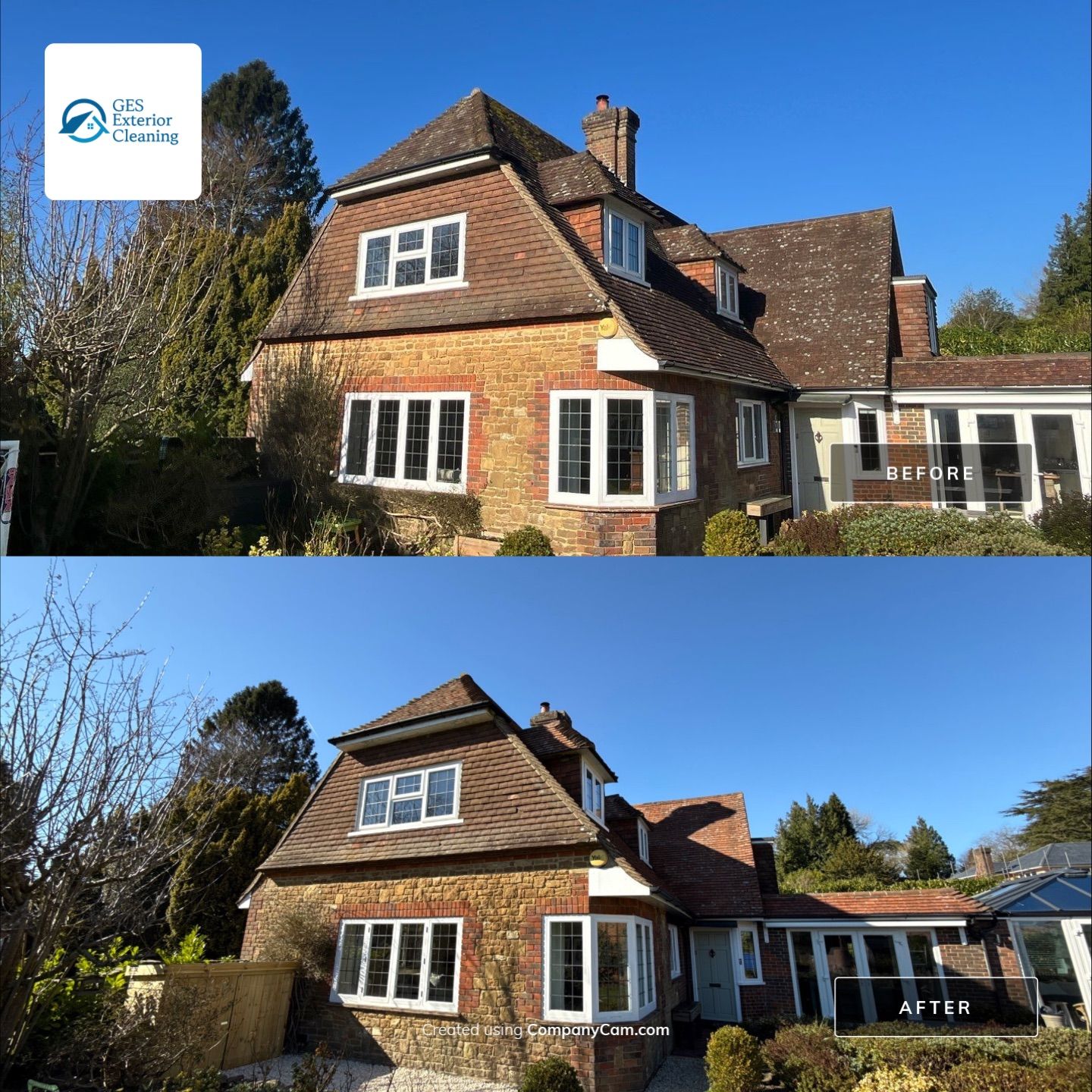 Roof Clean  - Moss Removal - Gutter Clean using Honda 15lpm Low Pressure Washing Machine by Ges Exterior Cleaning ltd