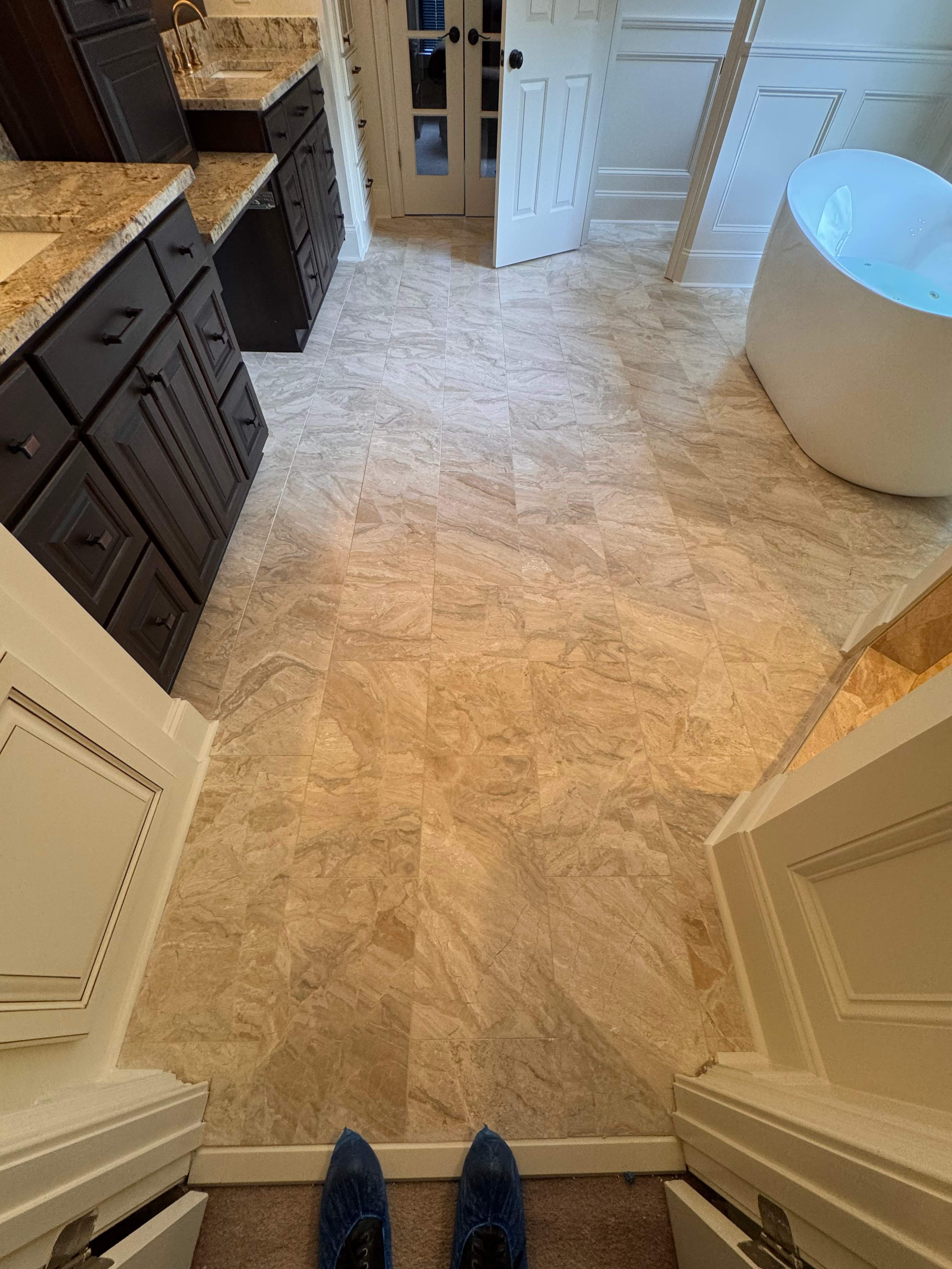 Master bathroom renovation using Free standing tub by Prudencio