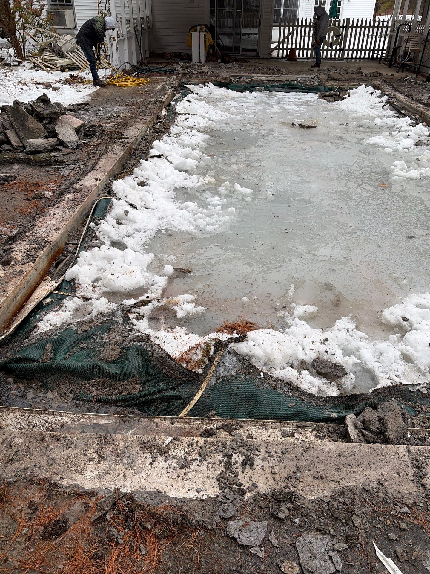 In-Ground Swimming Pool Renovation and Concrete Decking in Old Chatham by Cypress Pools and Spas