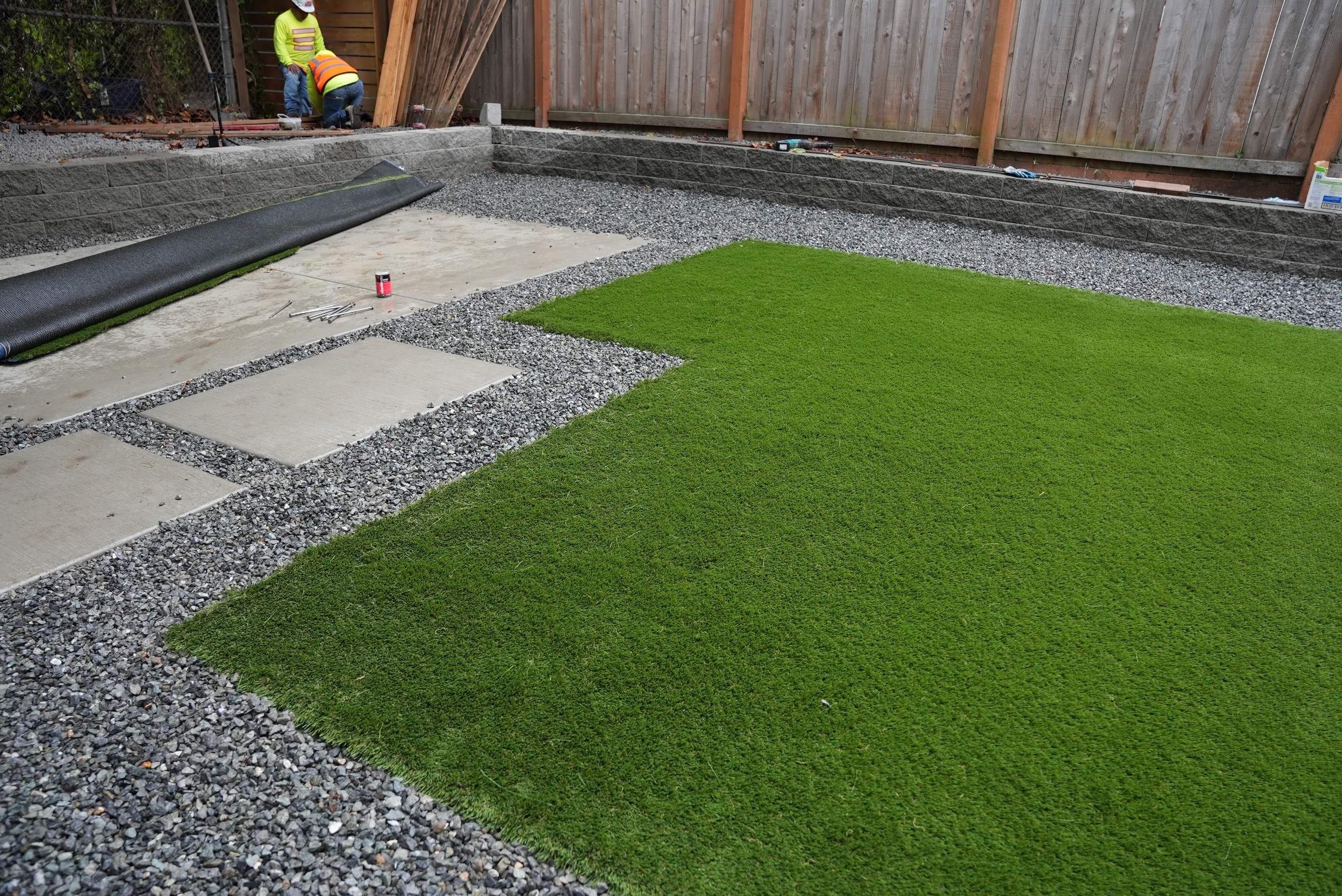 Turf Installation, Retaining Wall & Concrete Walkway | Seattle  by Jireh Asphalt & Concrete Inc 