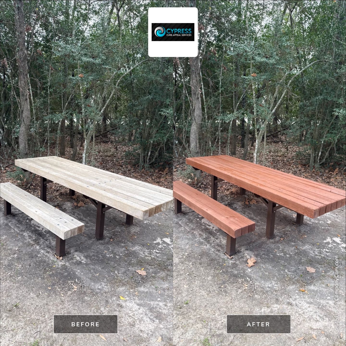 Clean and Stain Picnic Tables and Park Benches by Cypress Curb Appeal Services