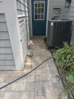 Residential Gray Stone Paver Entry Walkway Installation